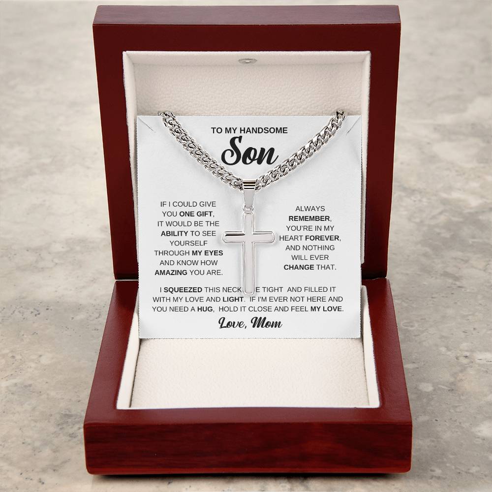 To My Handsome Son, Hold It Close And Feel My Love, Love Mom