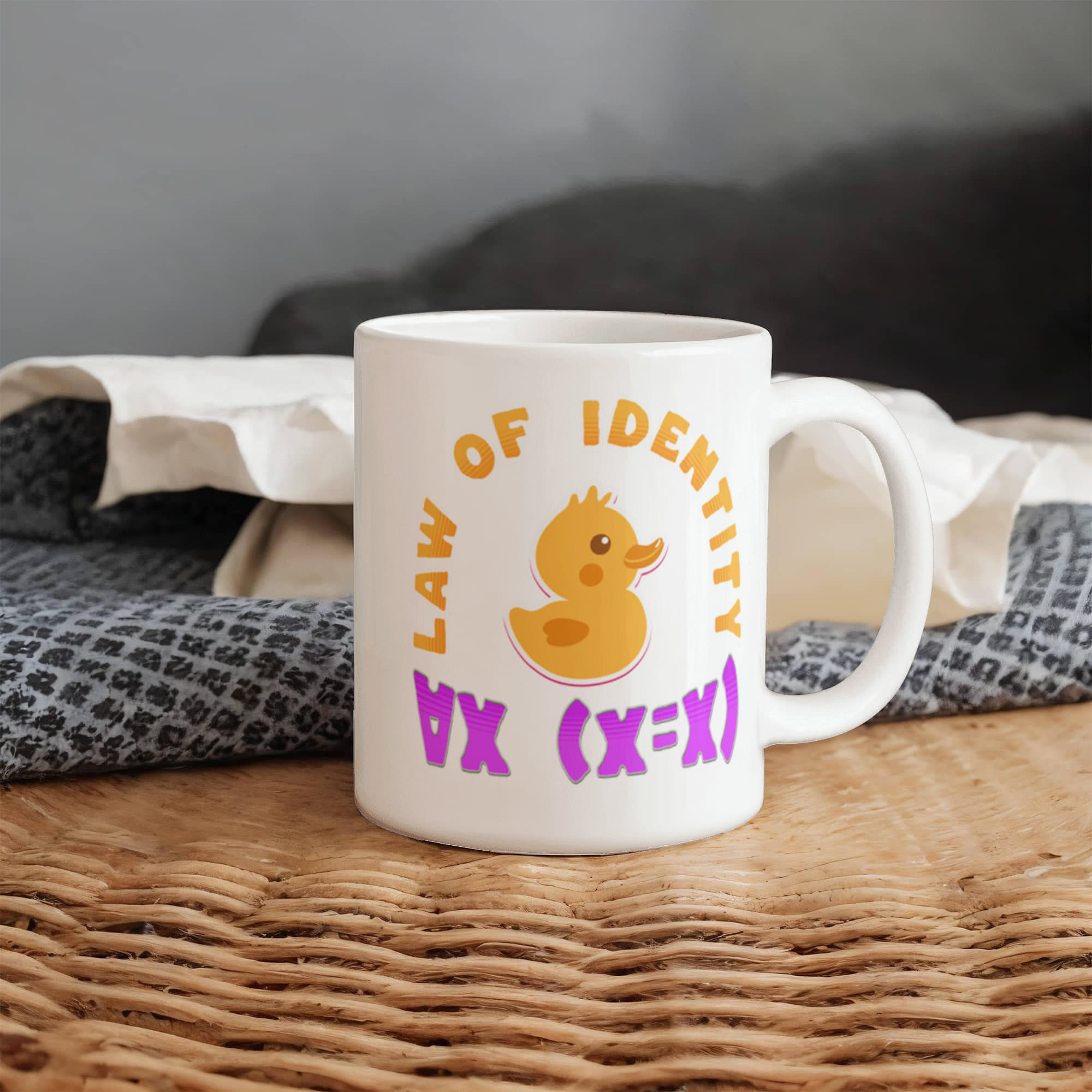 Law of Identity Duckie on a mug