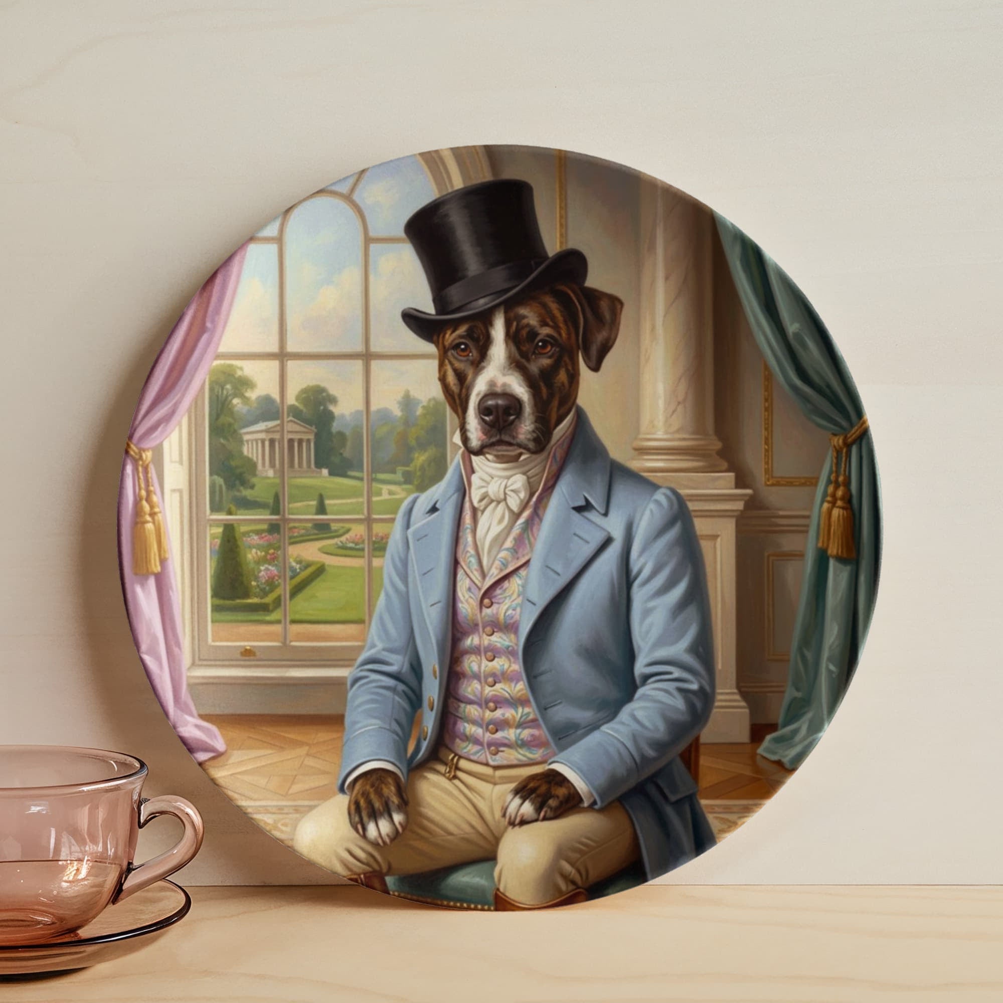 Regency Era Pet Portrait in Gentlemen's Attire - 10” Plate