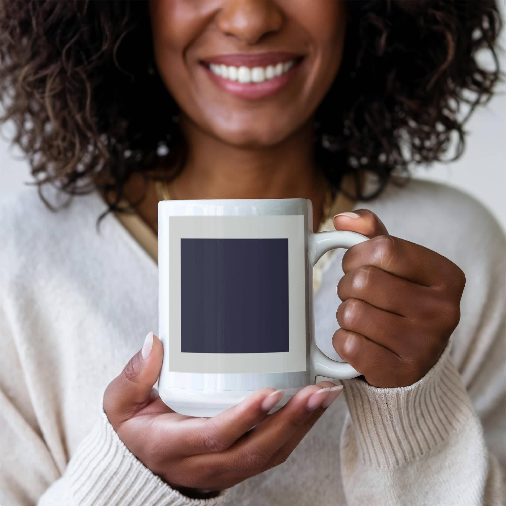 Black Suprematic Square (1915) on a white mug