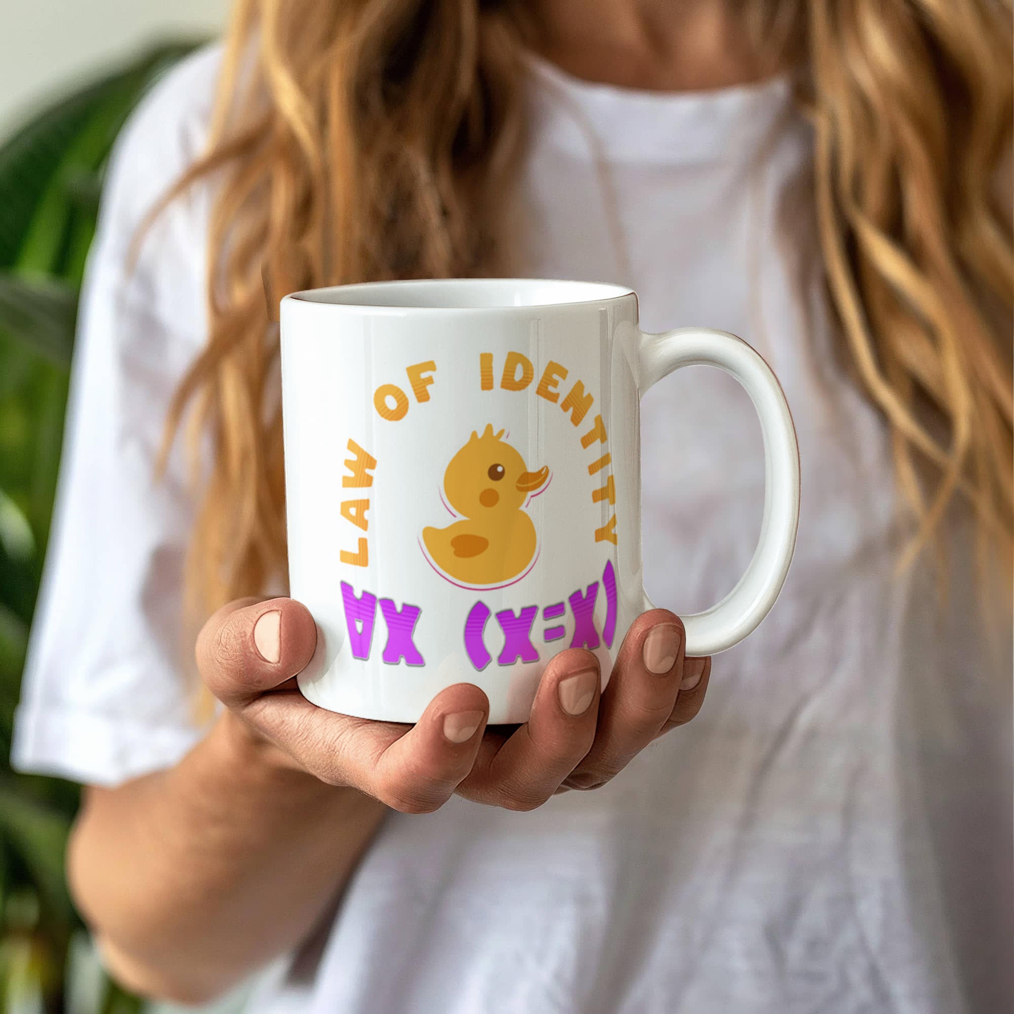 Law of Identity Duckie on a mug