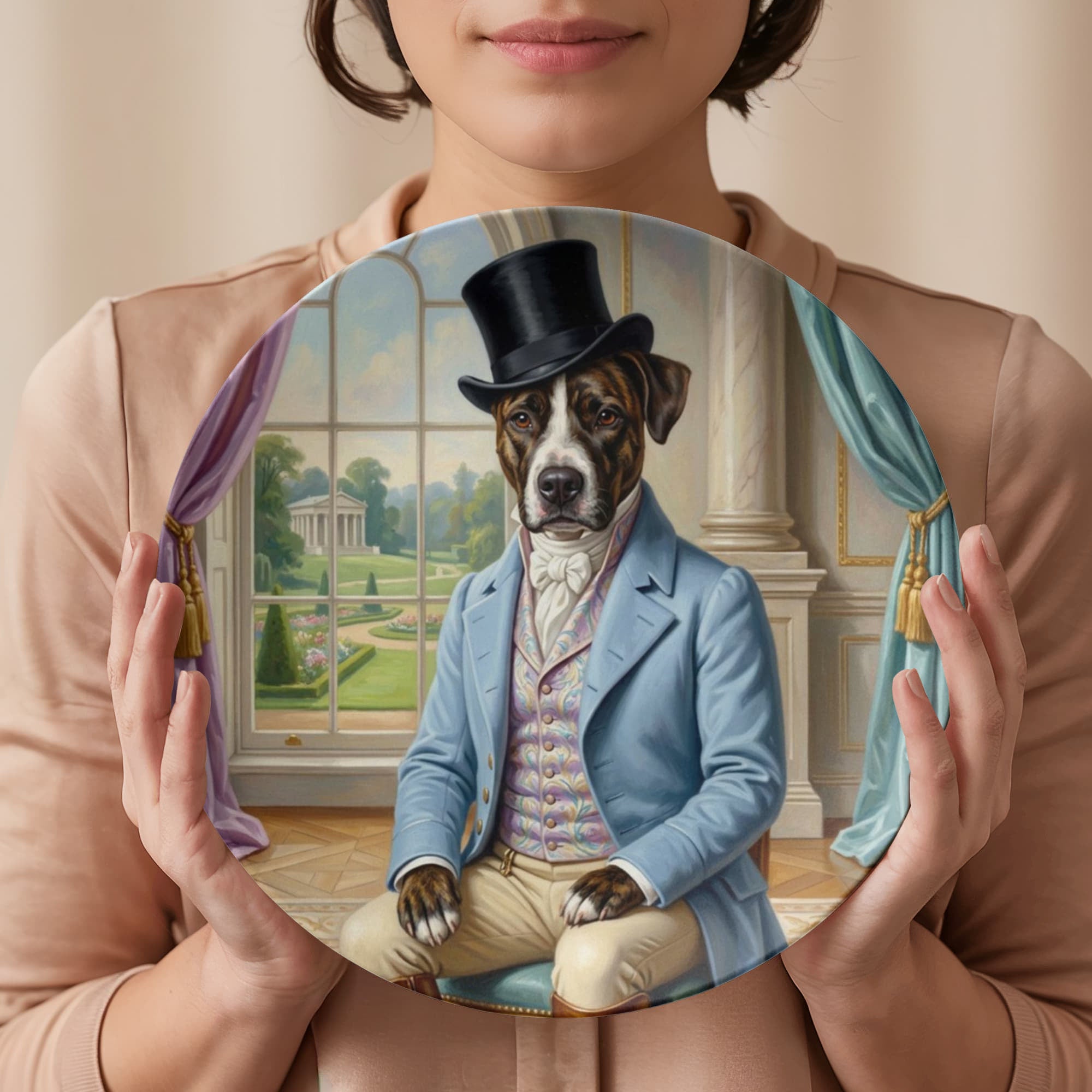 Regency Era Pet Portrait in Gentlemen's Attire - 10” Plate