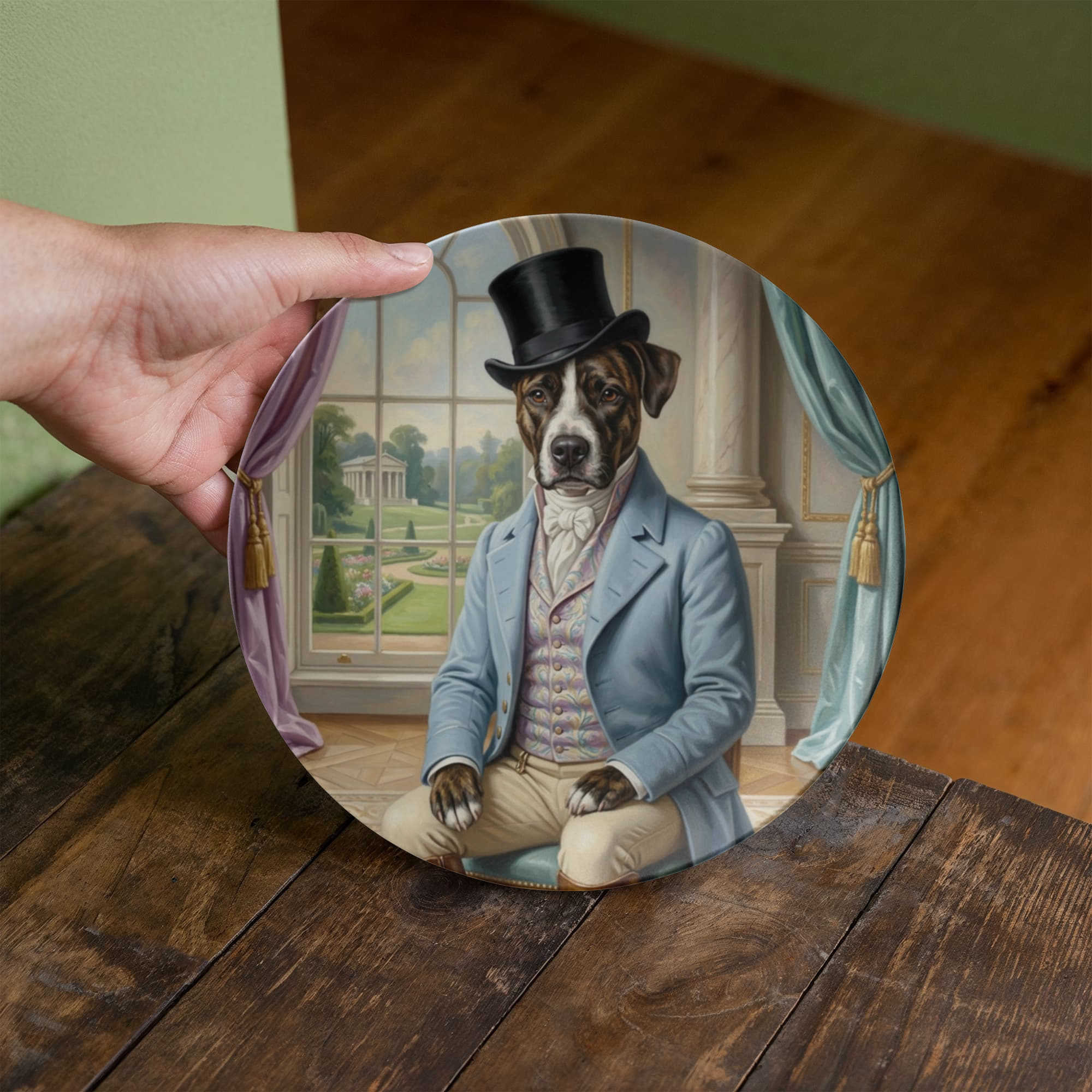 Regency Era Pet Portrait in Gentlemen's Attire - 10” Plate