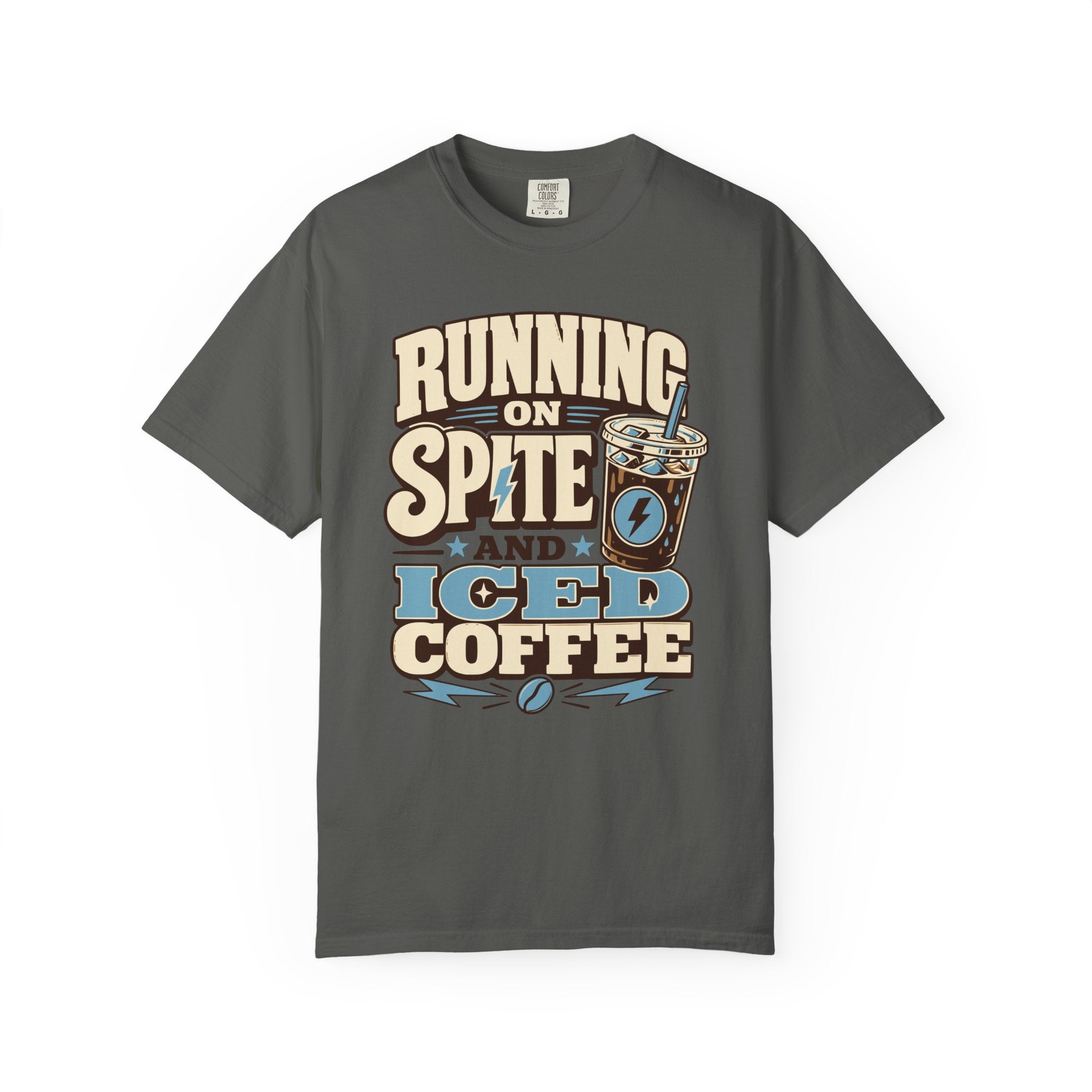 Running on Spite and Iced Coffee T-Shirt — Funny Coffee Lover Graphic Tee