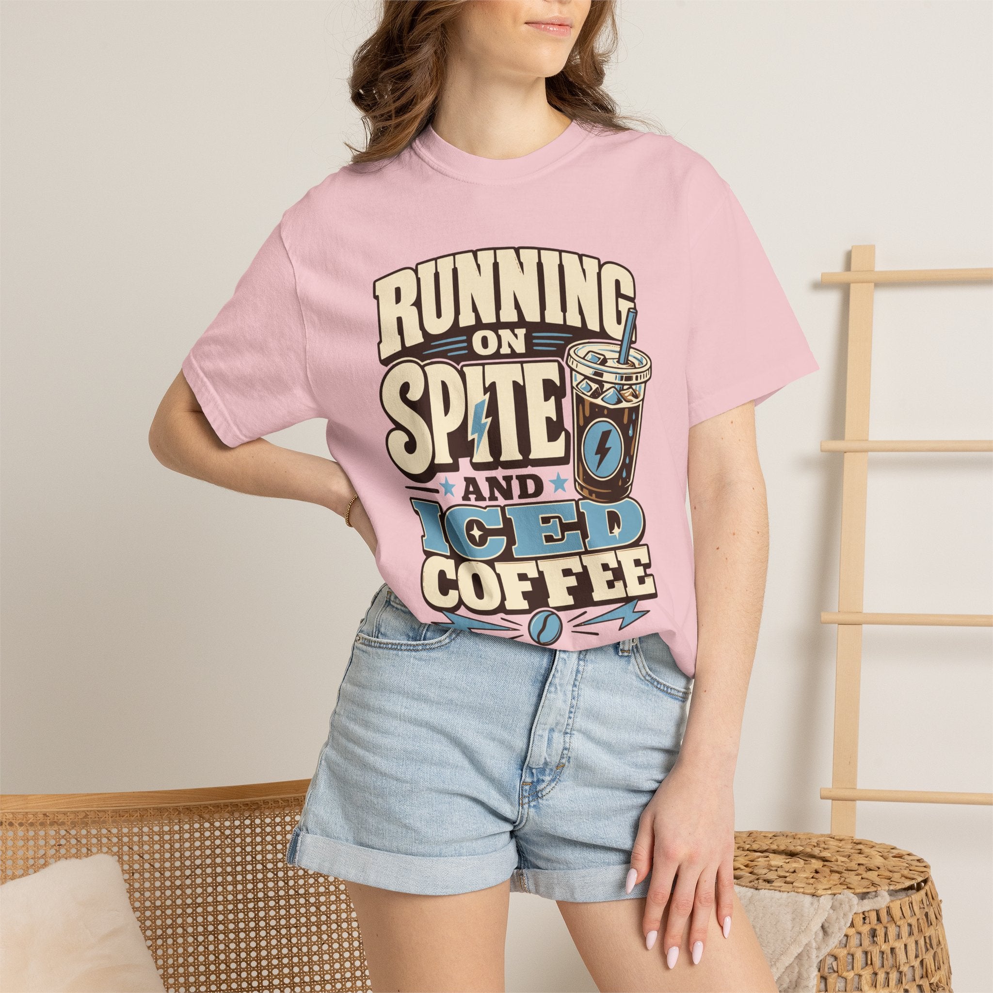 Running on Spite and Iced Coffee T-Shirt — Funny Coffee Lover Graphic Tee