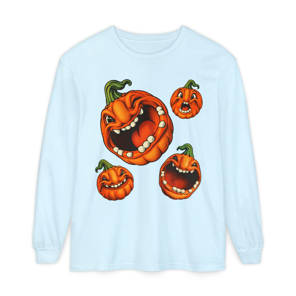 Crowd of Pumpkin Faces Long Sleeve T-Shirt