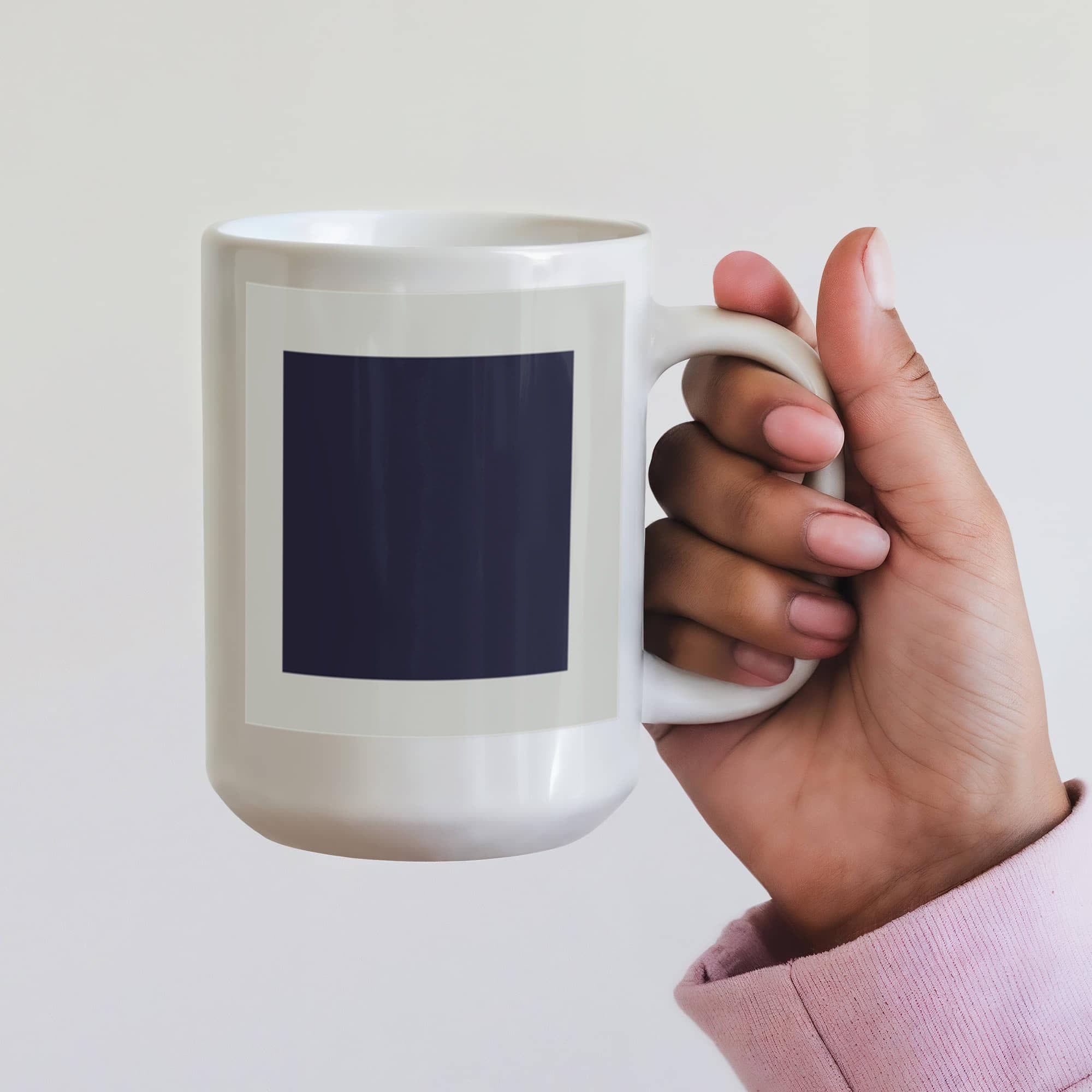 Black Suprematic Square (1915) on a white mug