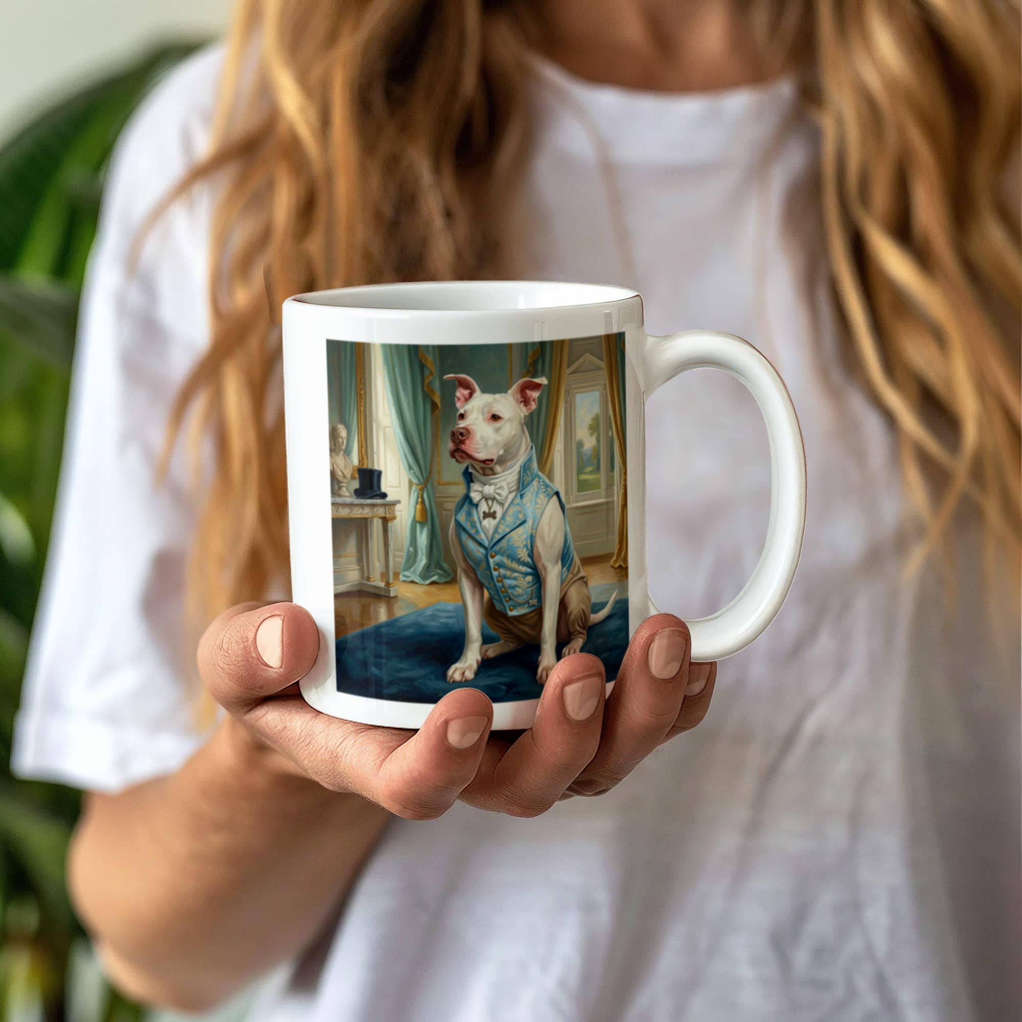 Regency Era Pet Portrait in Gentlemen's Attire - White Ceramic Mug