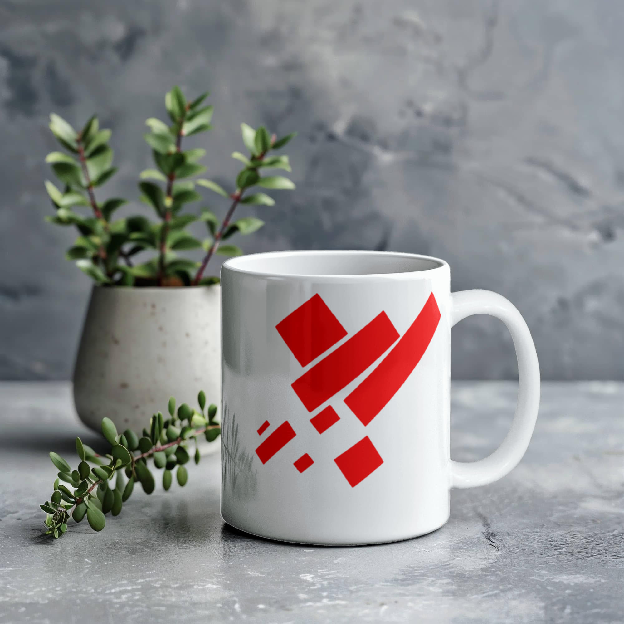 Suprematist Painting: Eight Red Rectangles (1915) on a white mug