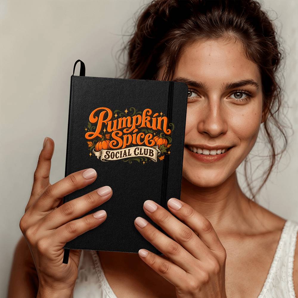 Pumpkin Spice Social Club Journal | Fall Hardcover Notebook with Ribbon & Pocket