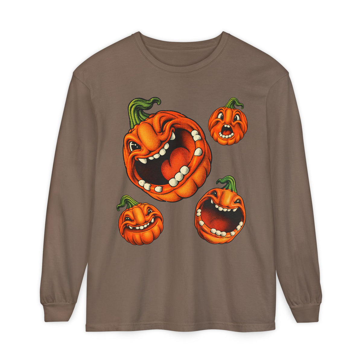 Crowd of Pumpkin Faces Long Sleeve T-Shirt