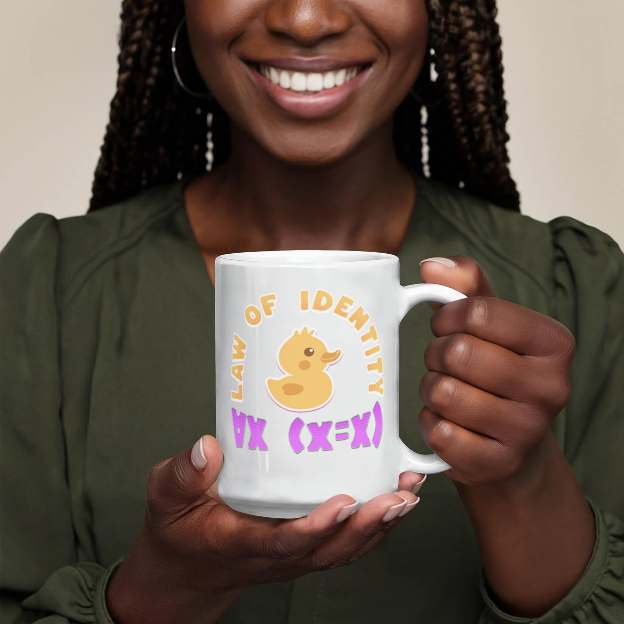 Law of Identity Duckie on a mug