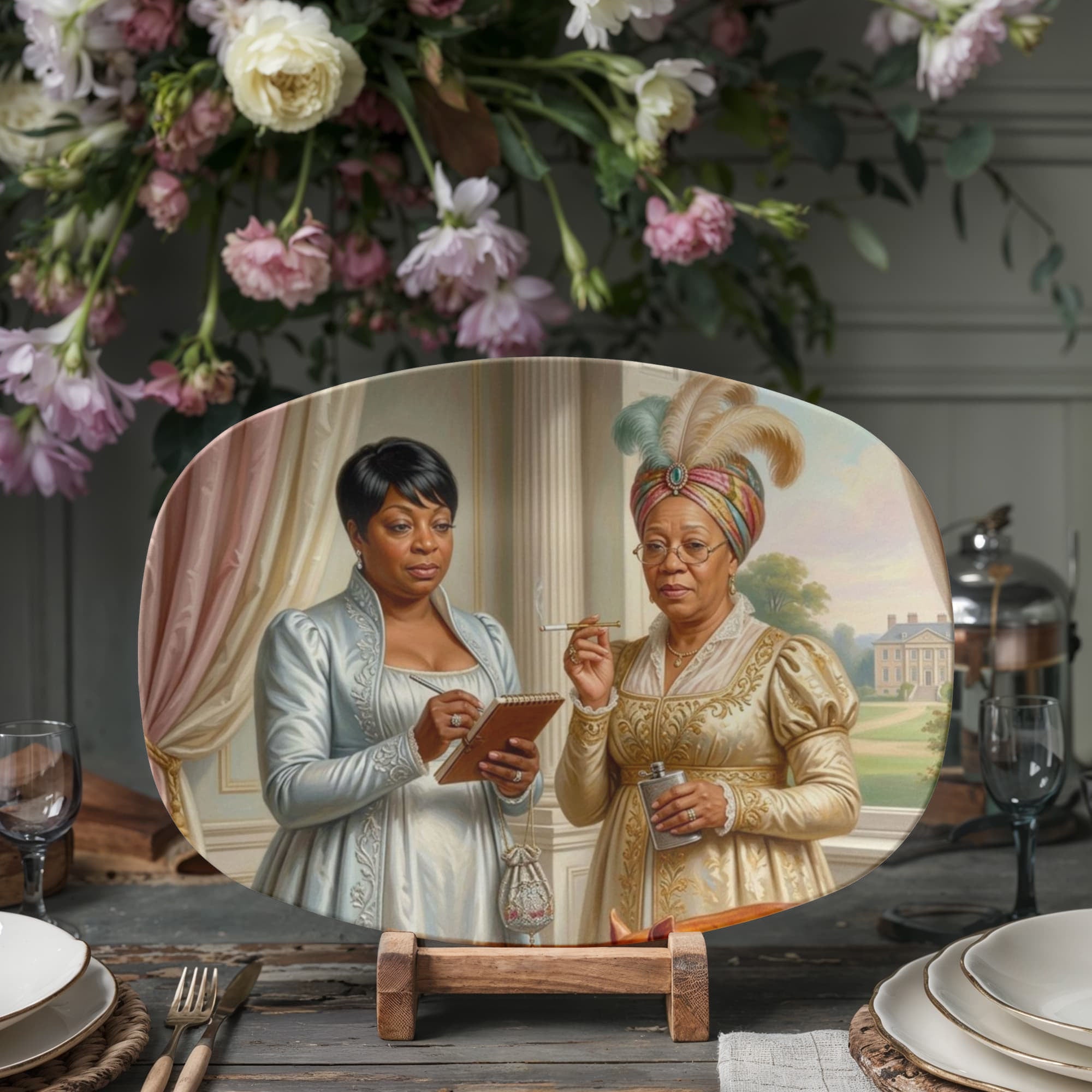 Regency Era Group Portrait - Personalized 10" x 14" Portrait Platter – Unique Gift