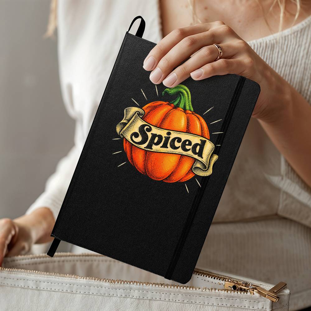 Spiced Pumpkin Journal | Orange Pumpkin Hardcover Fall Notebook with Ribbon