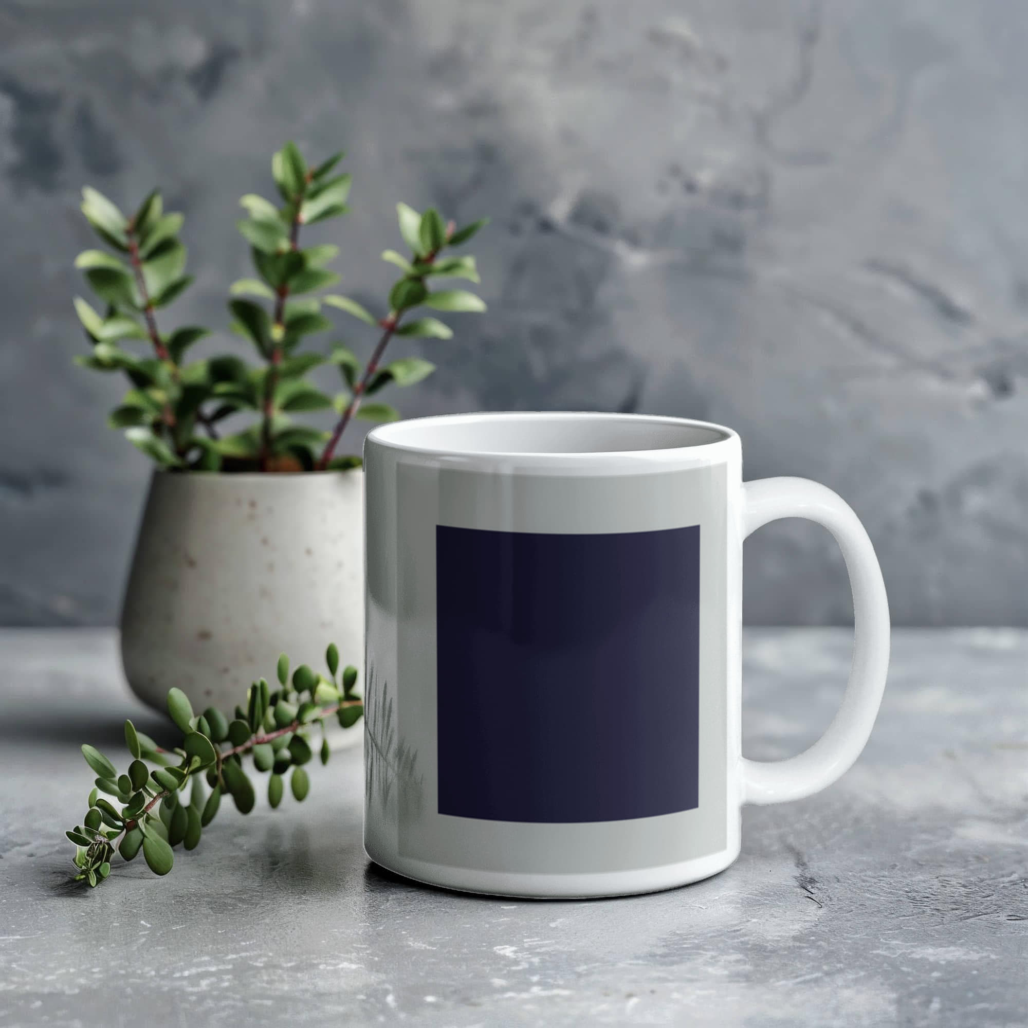 Black Suprematic Square (1915) on a white mug