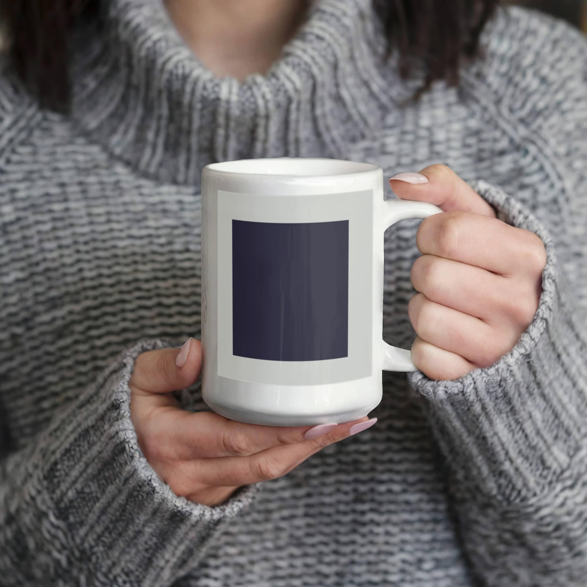 Black Suprematic Square (1915) on a white mug