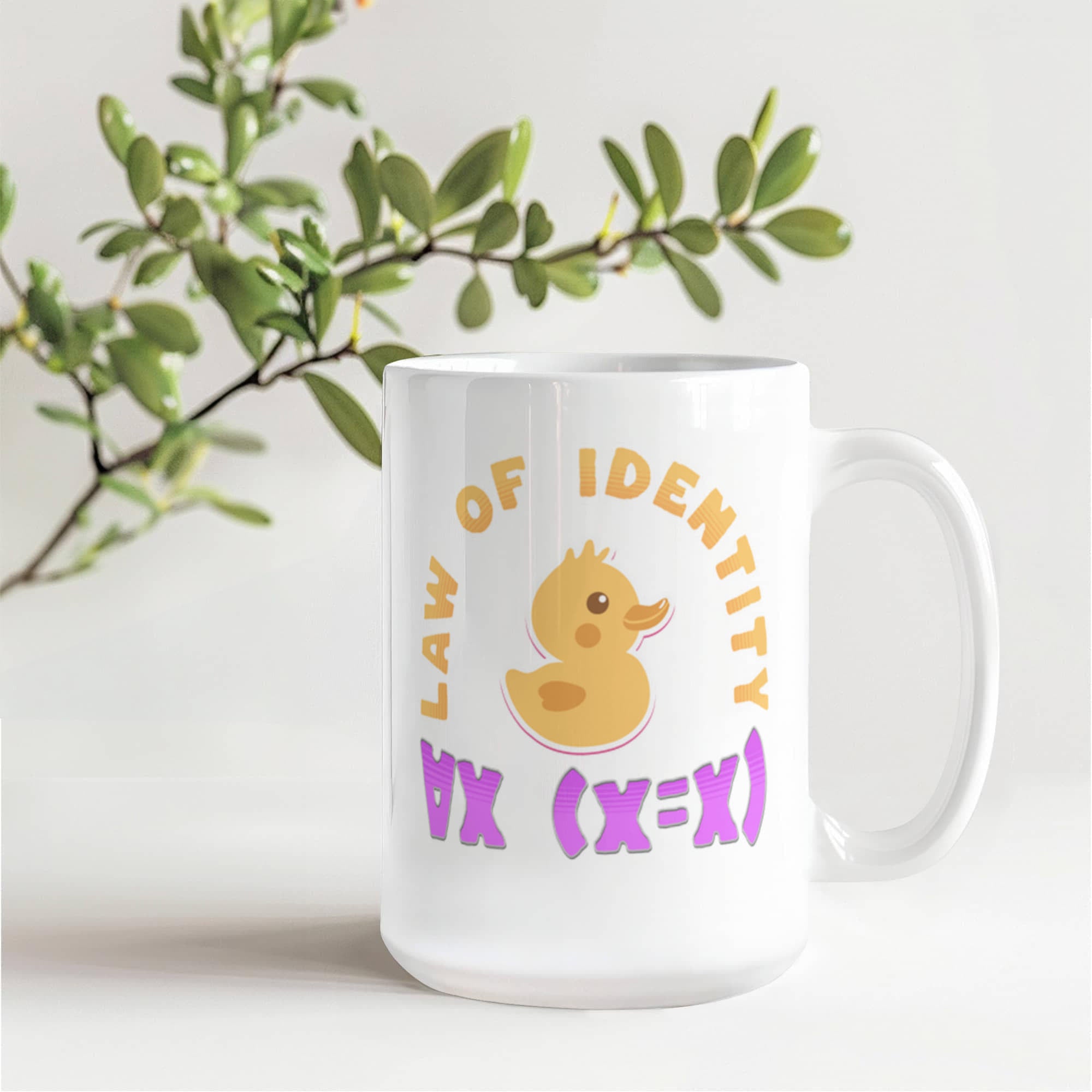 Law of Identity Duckie on a mug