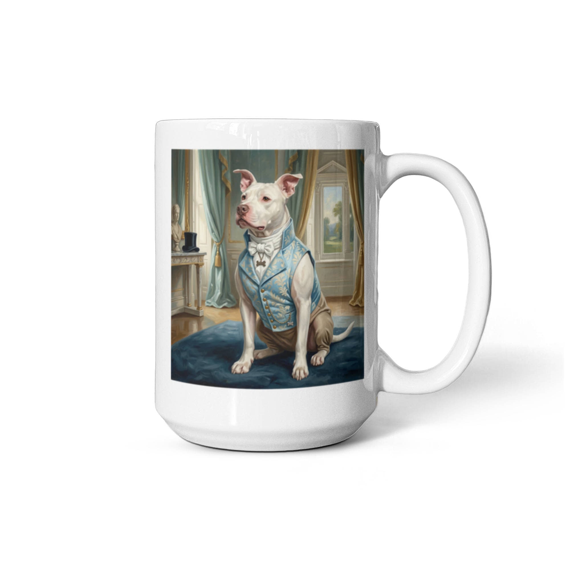 Regency Era Pet Portrait in Gentlemen's Attire - White Ceramic Mug