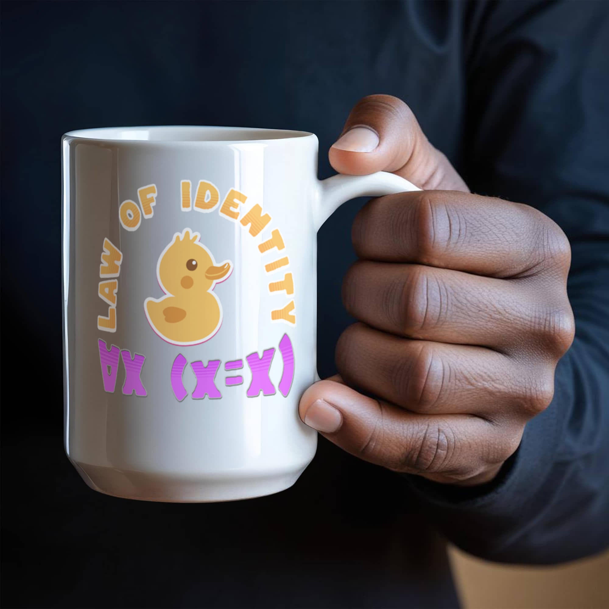 Law of Identity Duckie on a mug