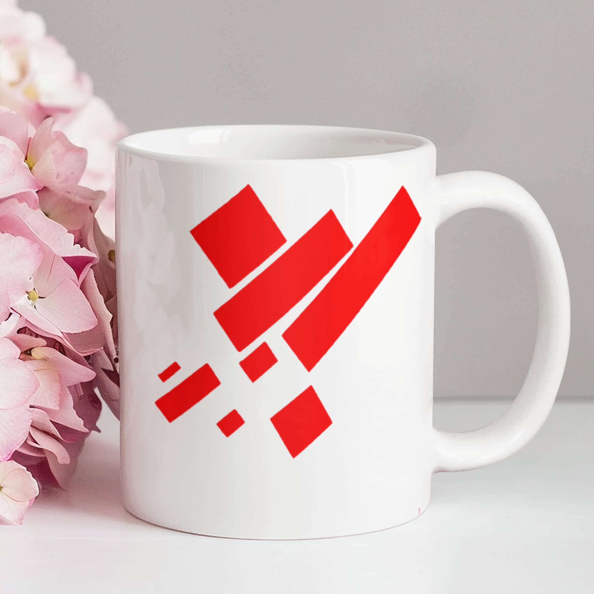 Suprematist Painting: Eight Red Rectangles (1915) on a white mug