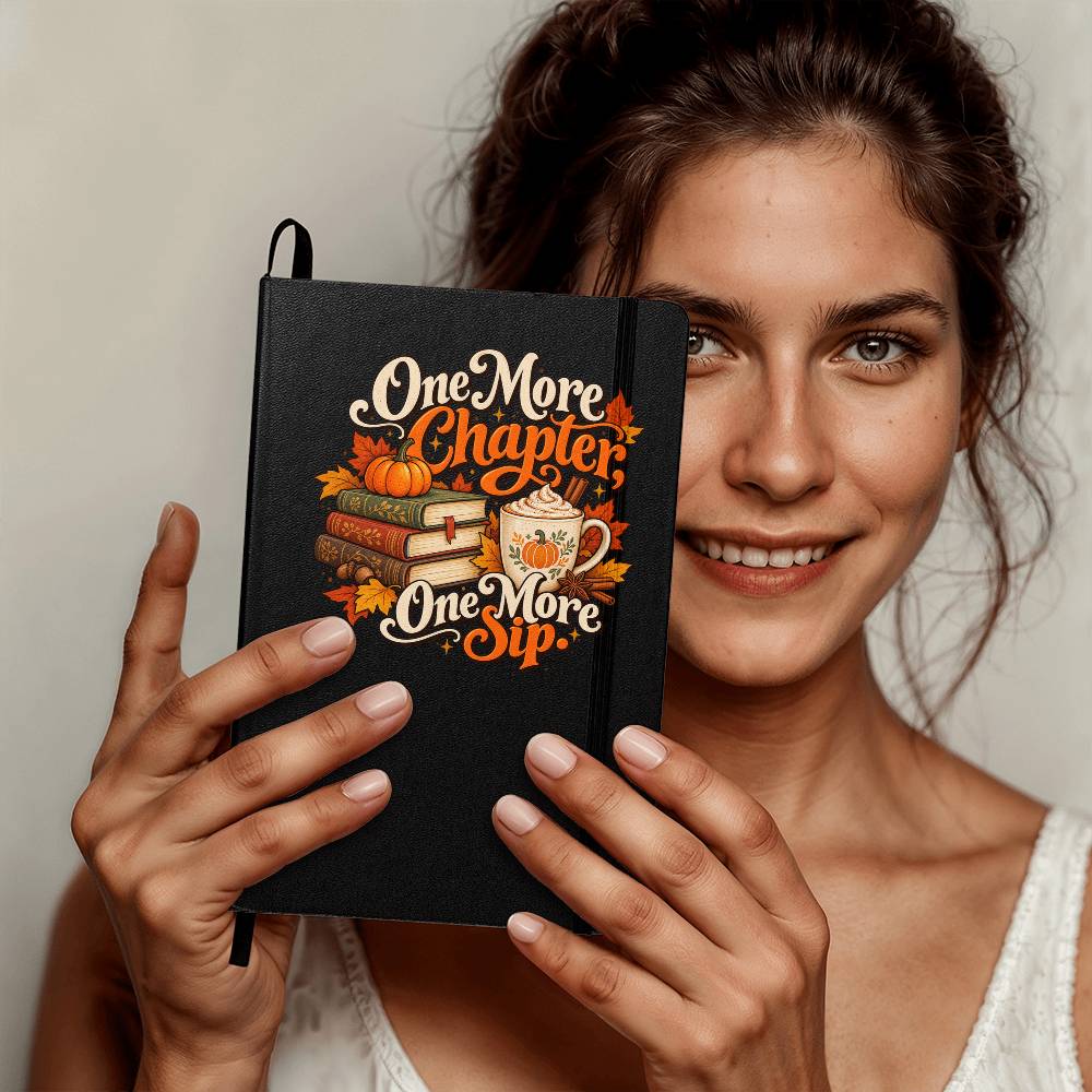 One More Chapter, One More Sip Journal | Cozy Fall Book Lover Notebook