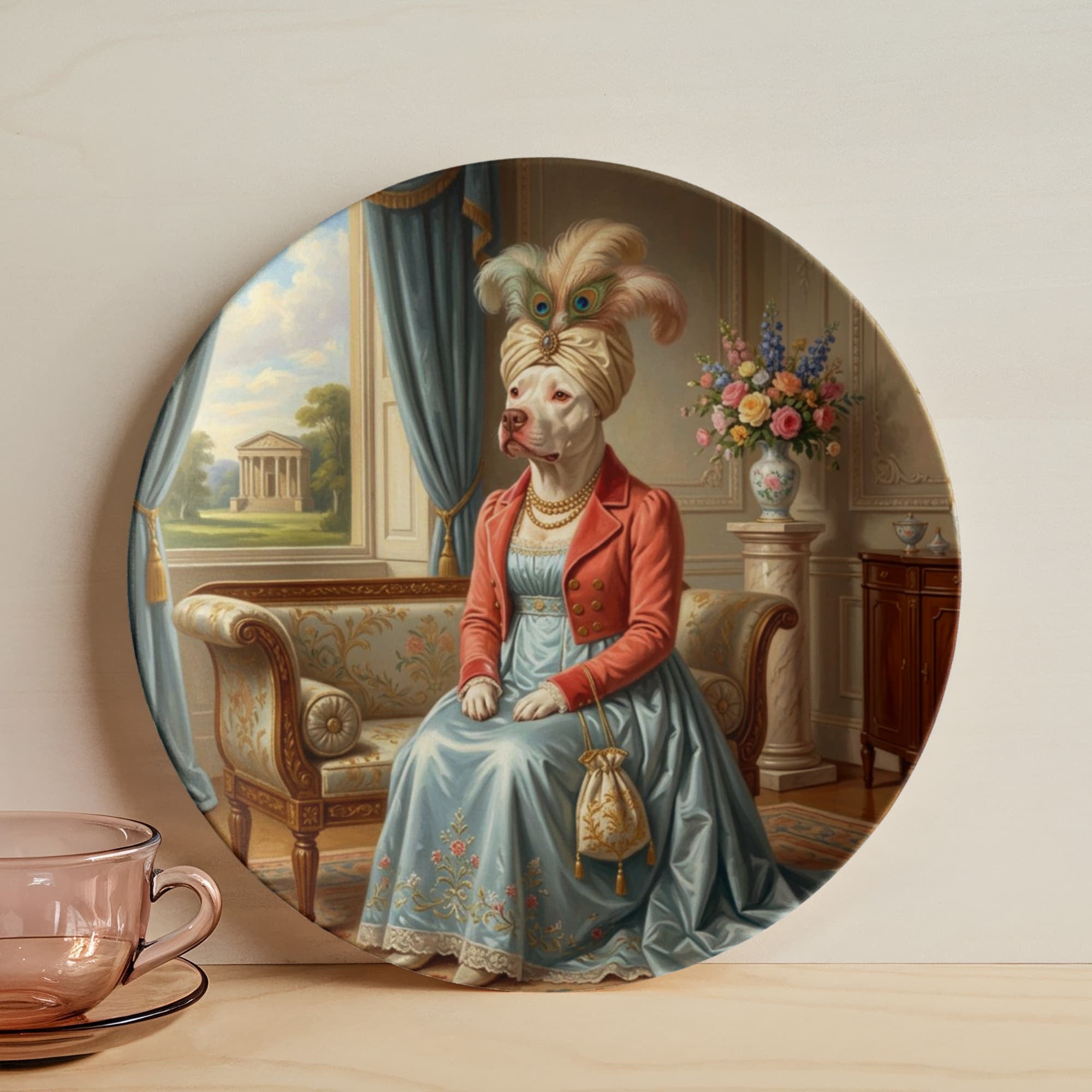 Regency Era Pet Portrait in Ladies' Attire - 10” Plate