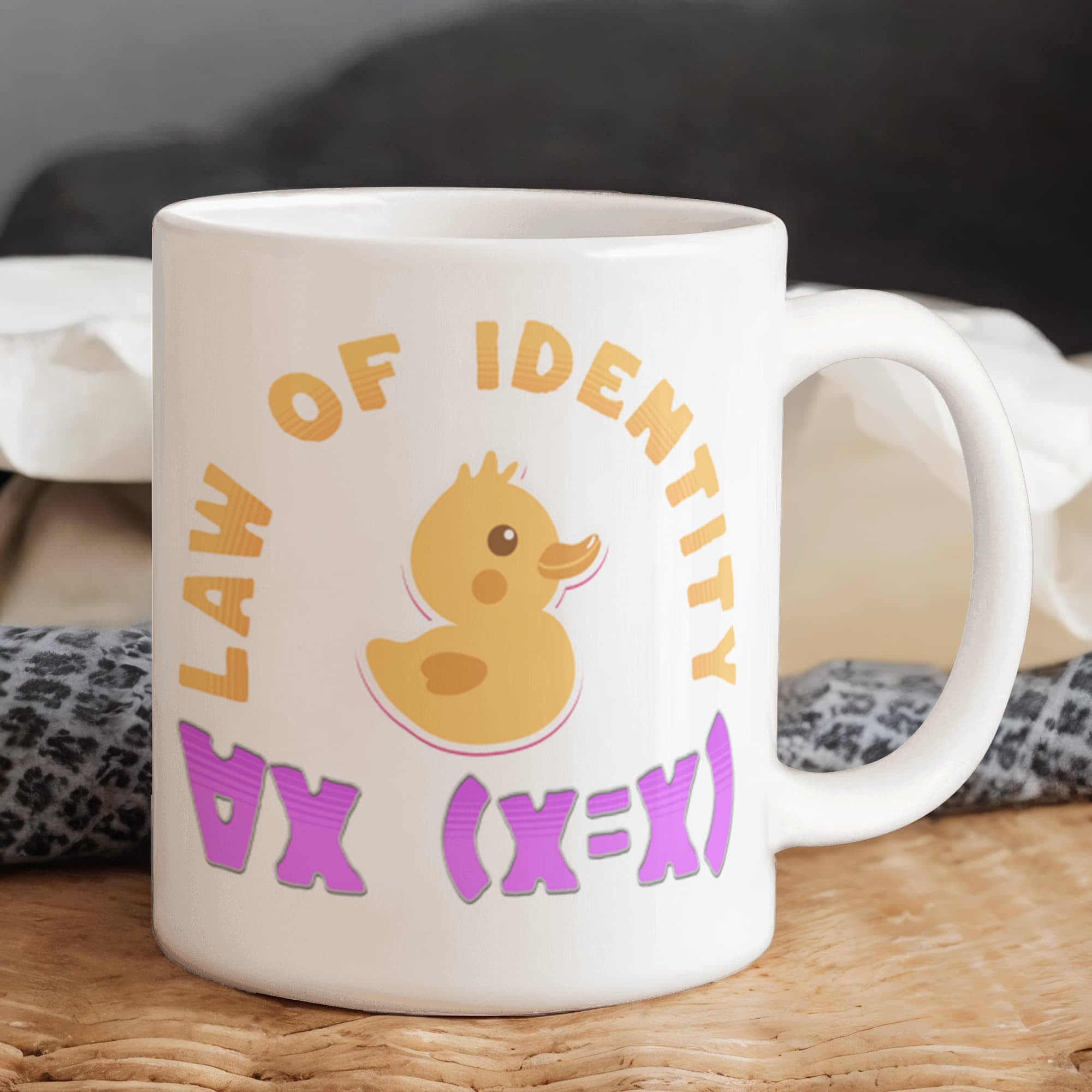 Law of Identity Duckie on a mug