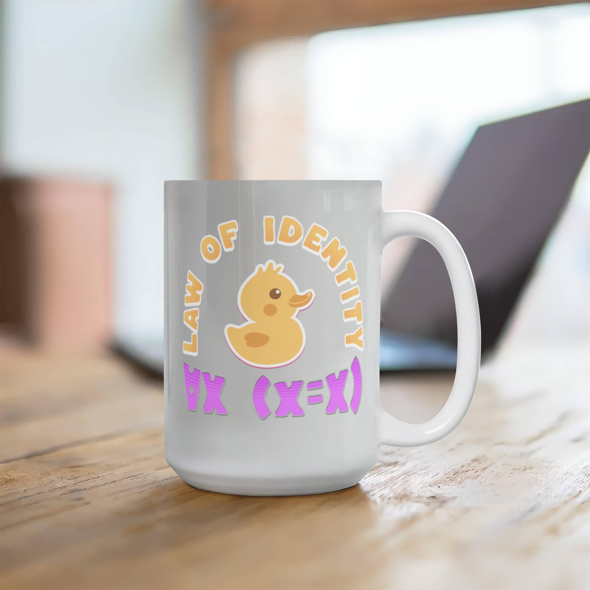 Law of Identity Duckie on a mug
