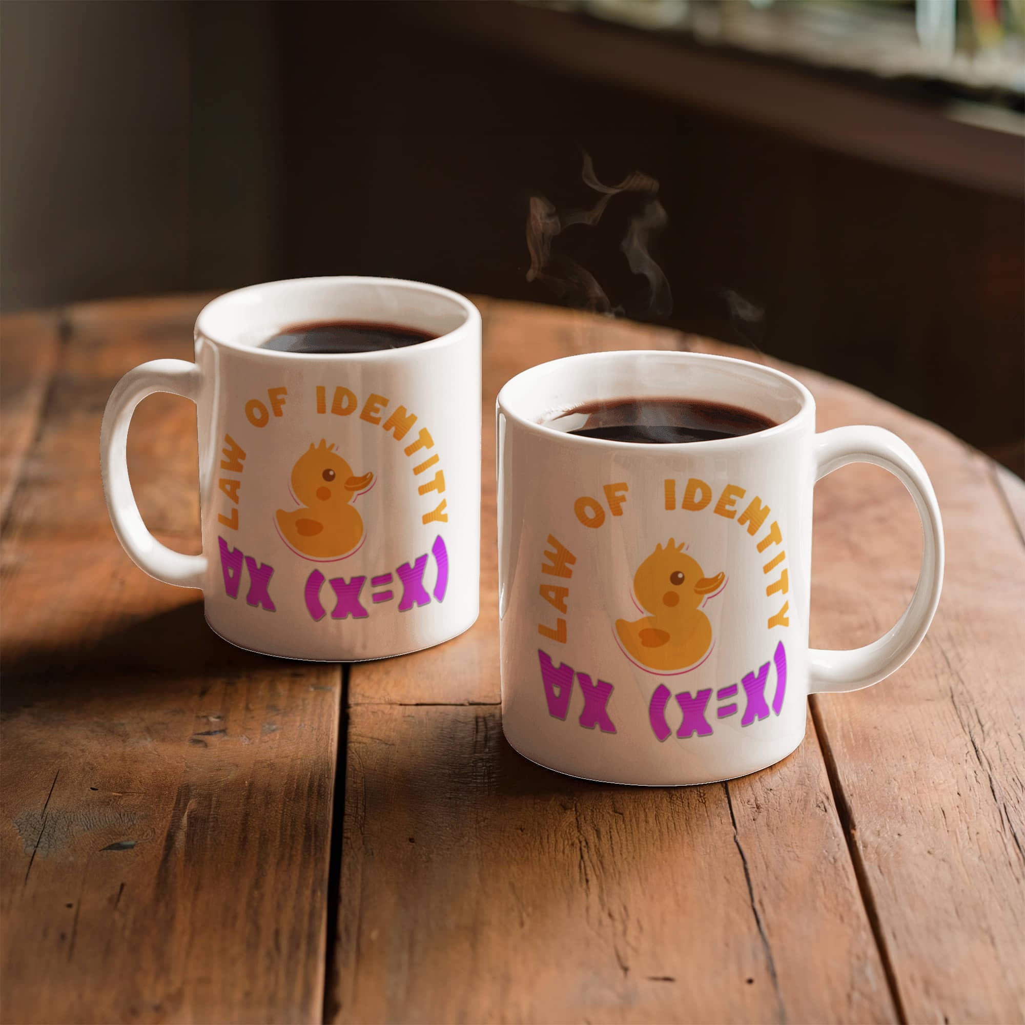 Law of Identity Duckie on a mug