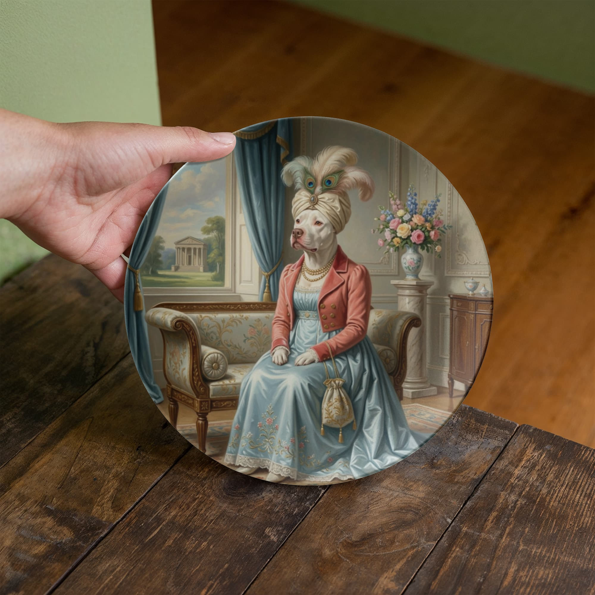 Regency Era Pet Portrait in Ladies' Attire - 10” Plate