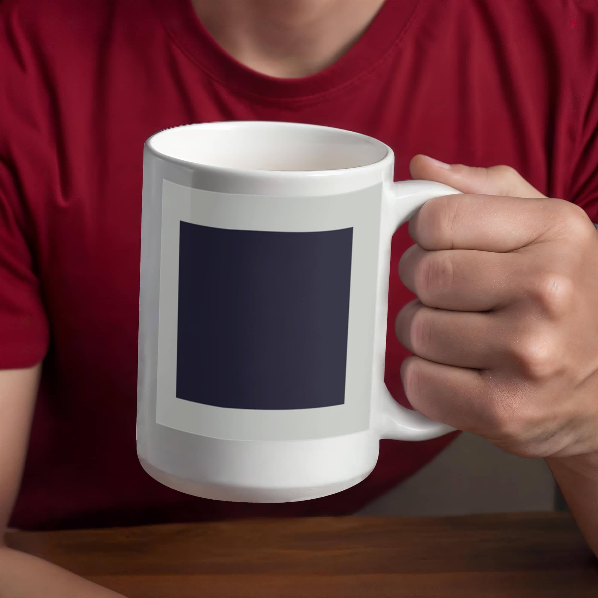 Black Suprematic Square (1915) on a white mug