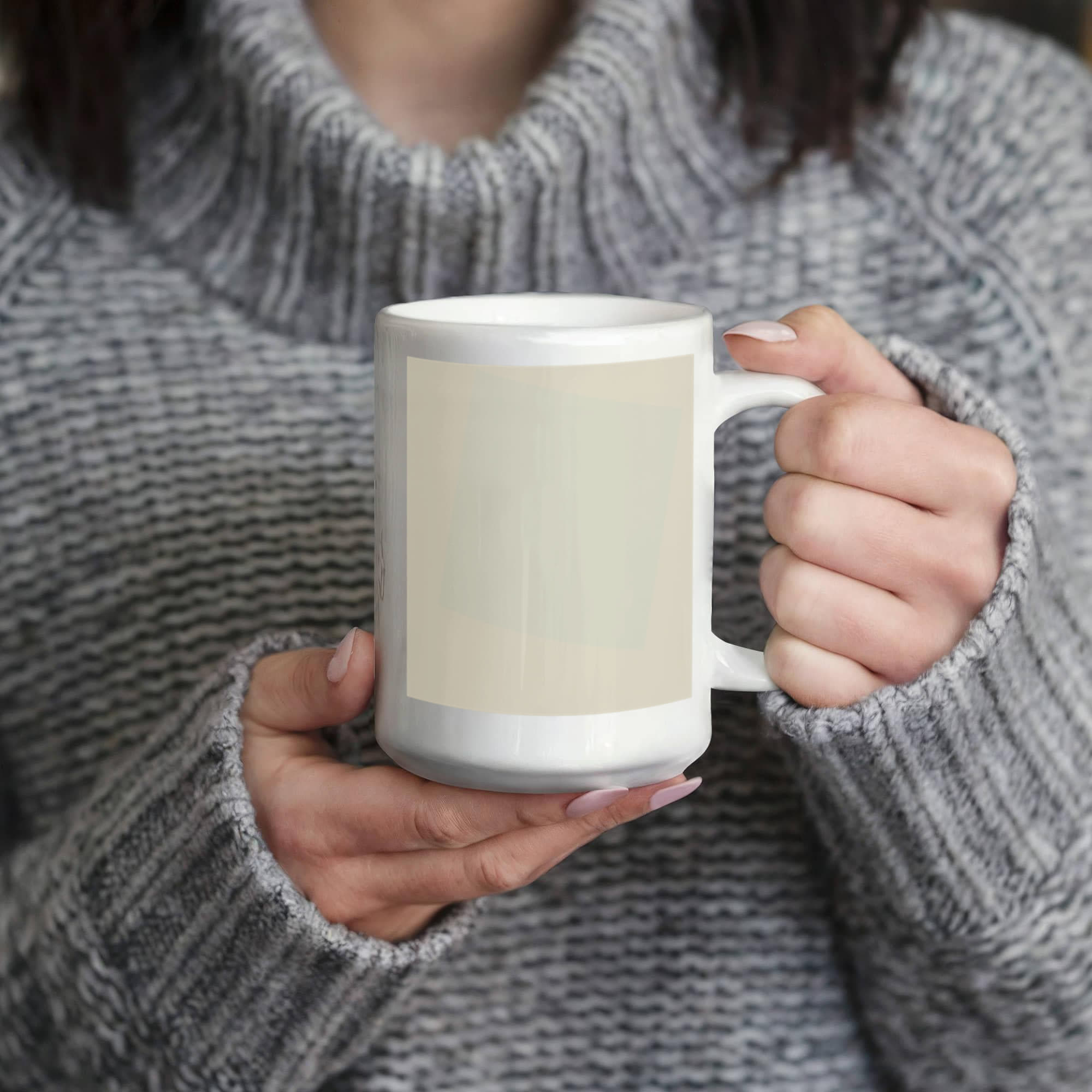 Suprematist Composition: White on White (1918) on a white mug