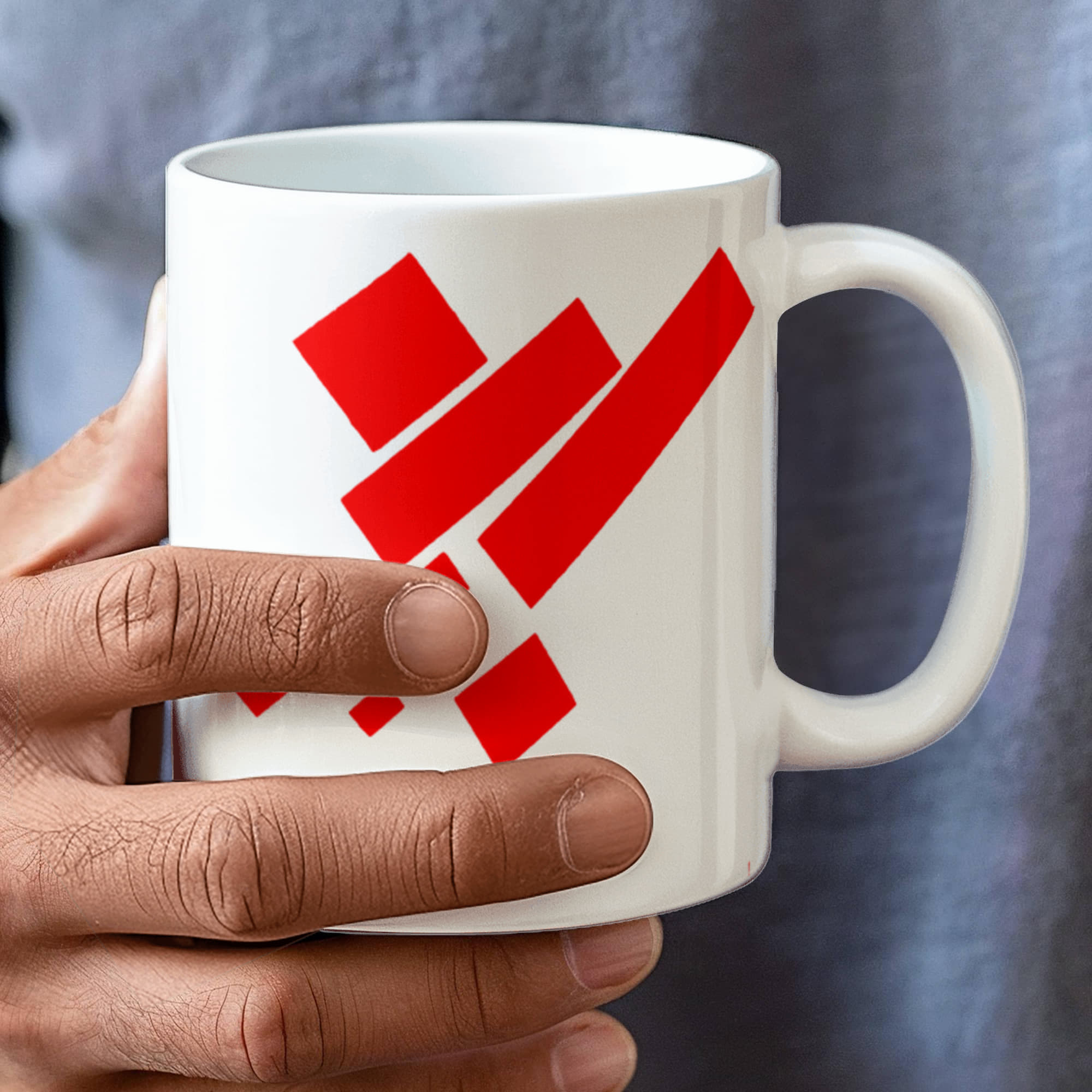 Suprematist Painting: Eight Red Rectangles (1915) on a white mug
