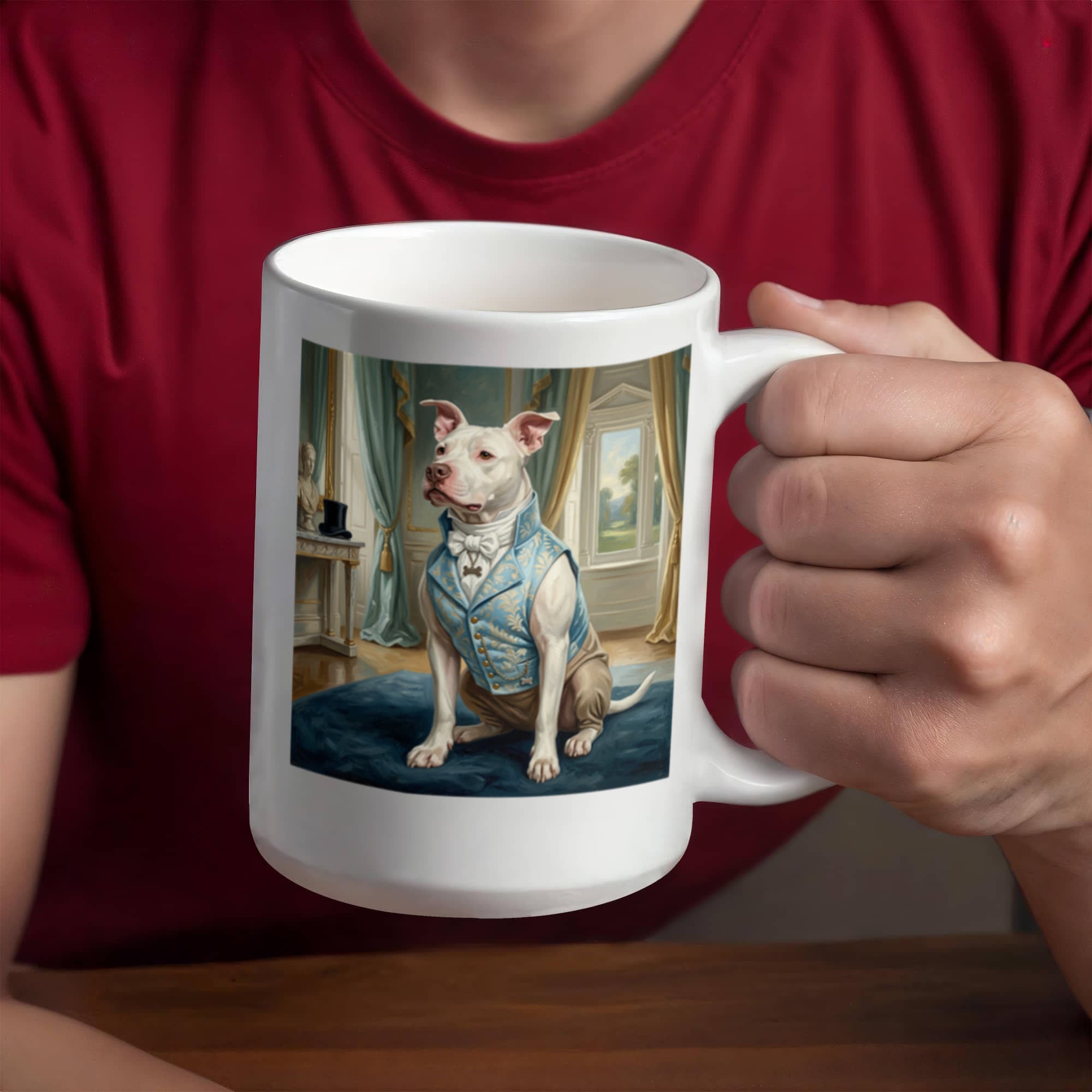 Regency Era Pet Portrait in Gentlemen's Attire - White Ceramic Mug