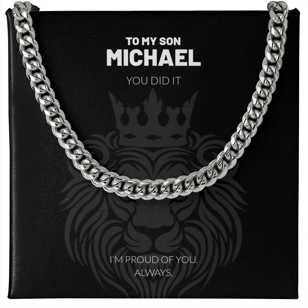 Personalized Graduation Necklace for Son – Cuban Link Gift