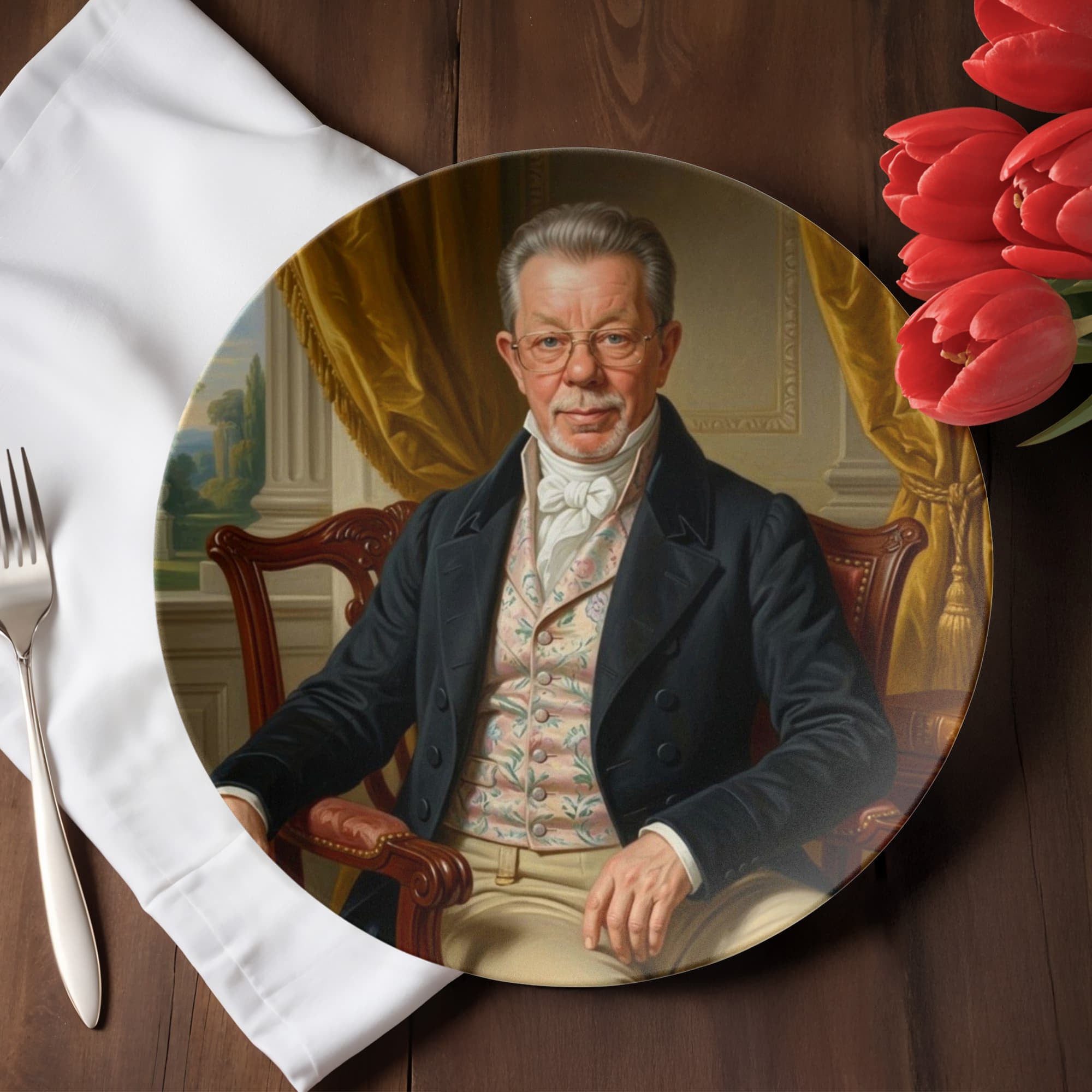 Regency Era Portrait in Gentlemen's Attire - 10” Plate