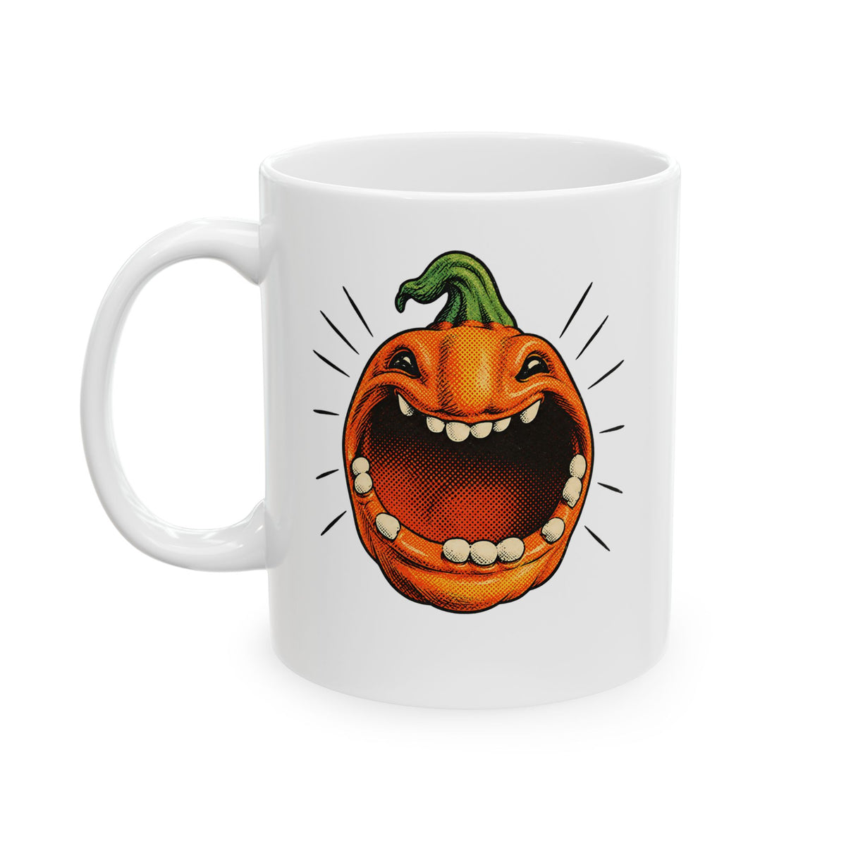 Screamin' Jack-o'-Lantern Mug | Laughing Pumpkin Face Halloween Coffee Mug