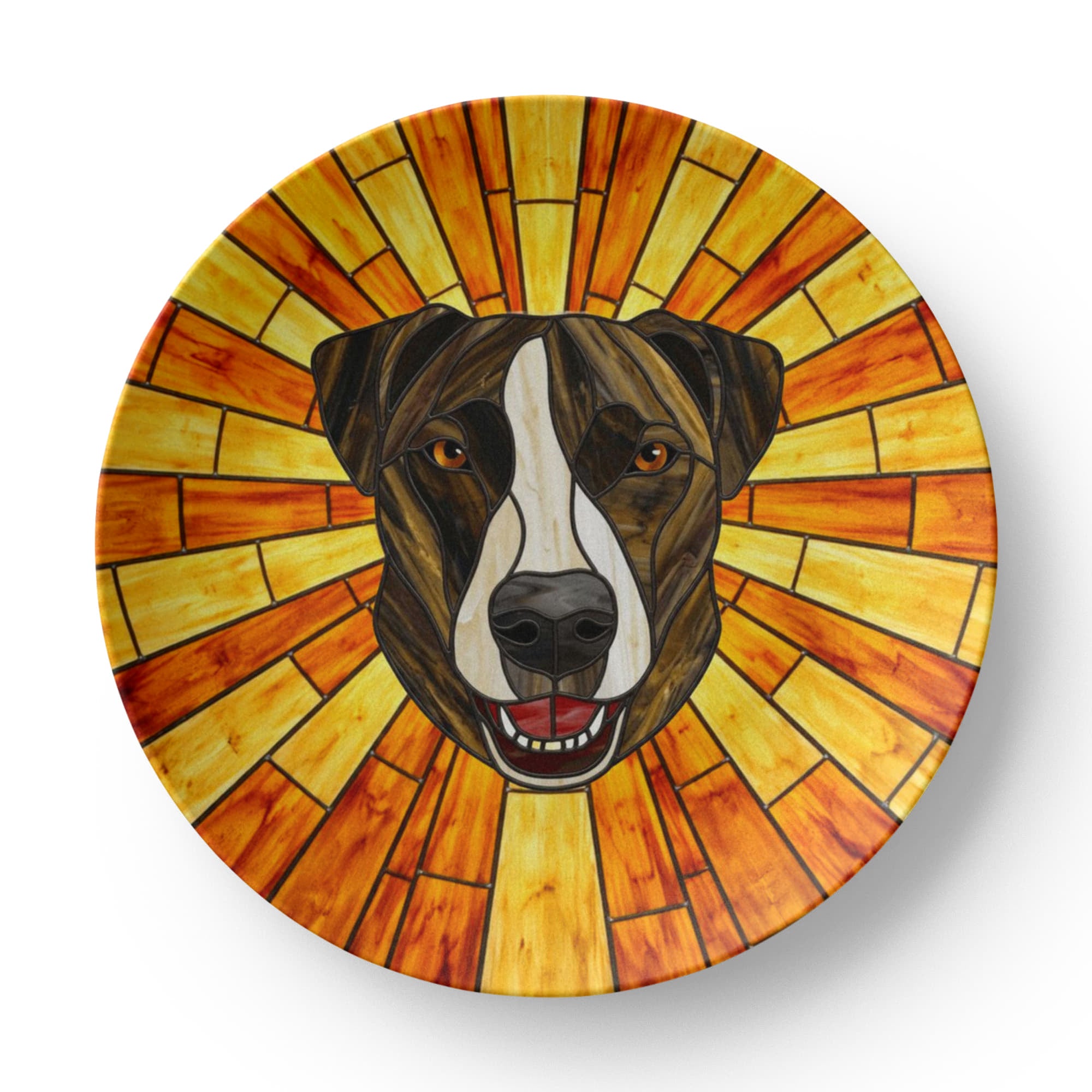 Stained Glass Sunburst Pet Portrait - 10” Plate