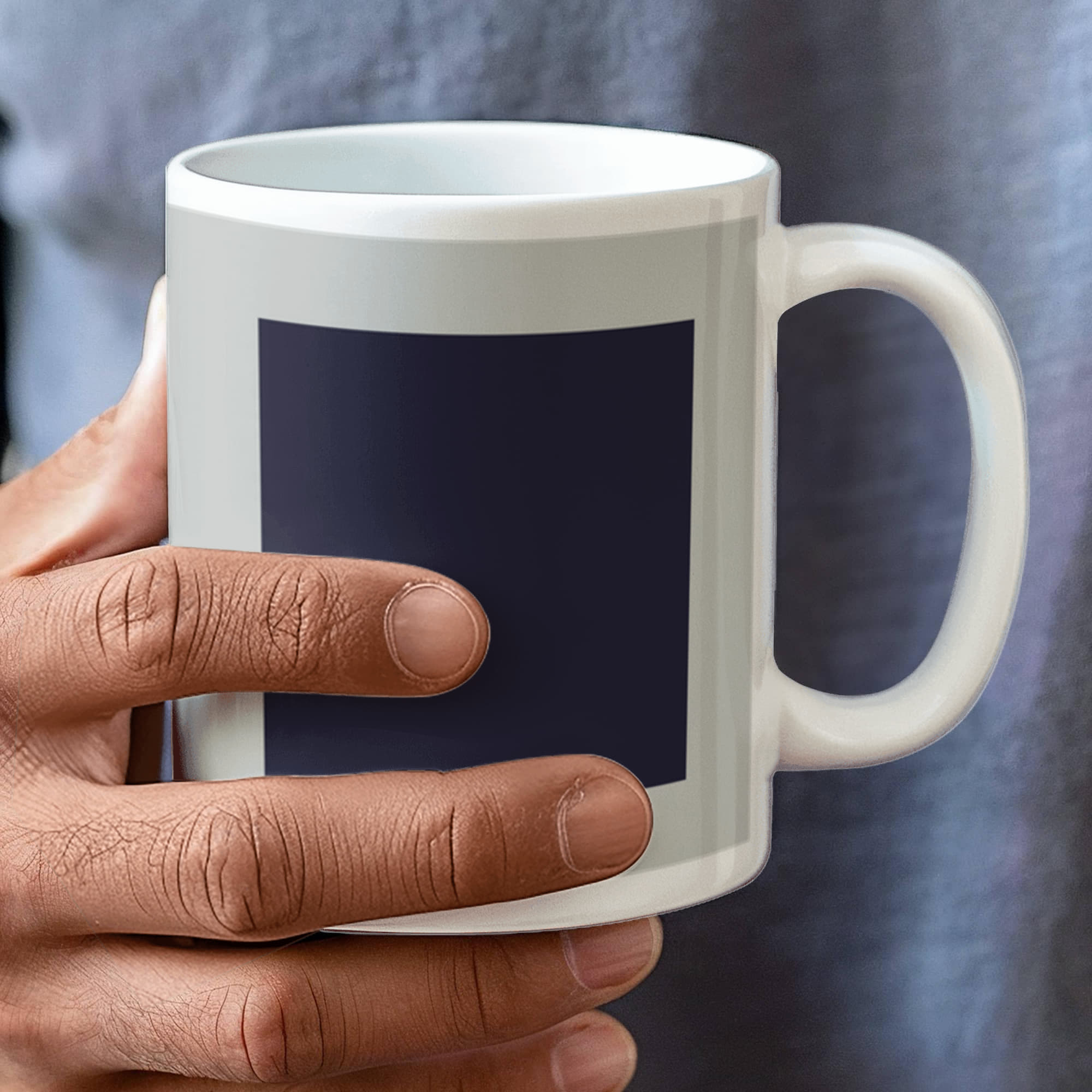 Black Suprematic Square (1915) on a white mug
