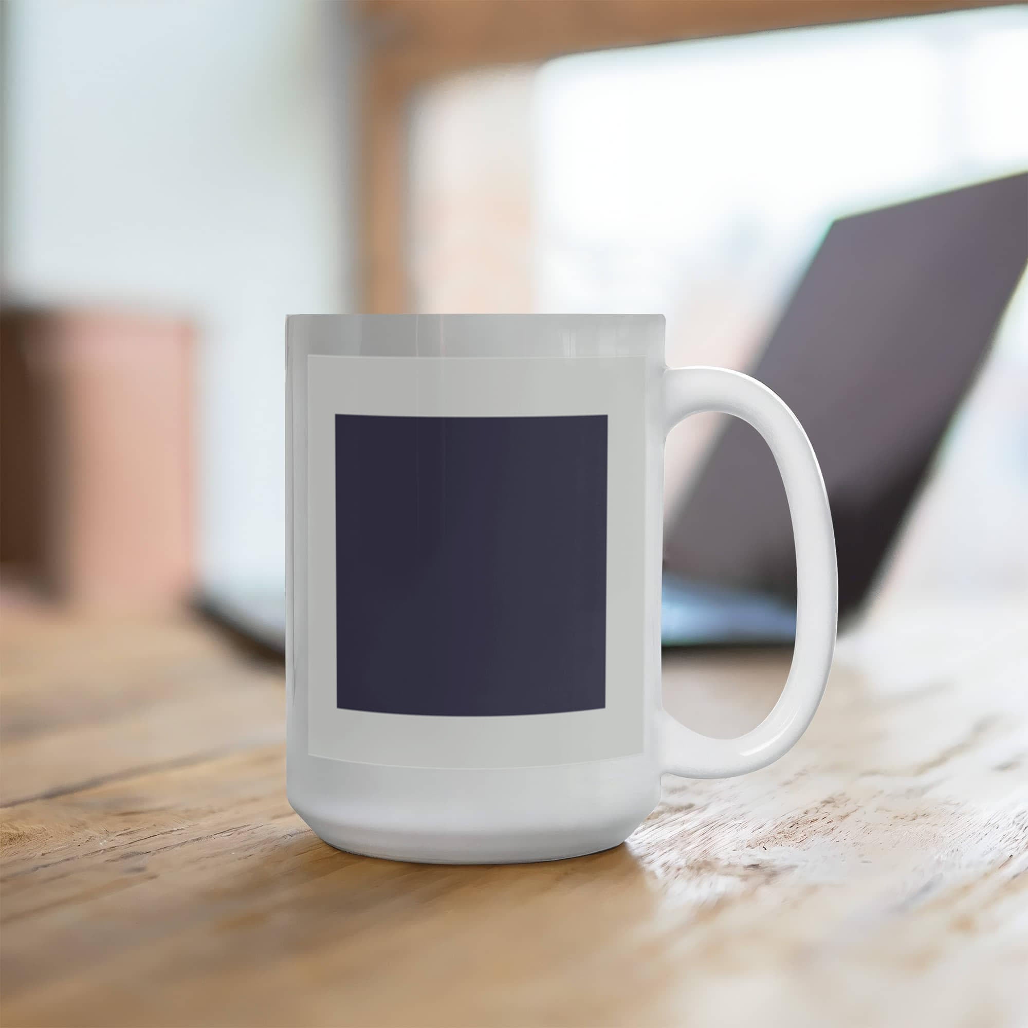 Black Suprematic Square (1915) on a white mug