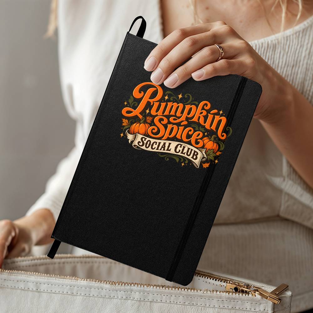 Pumpkin Spice Social Club Journal | Fall Hardcover Notebook with Ribbon & Pocket