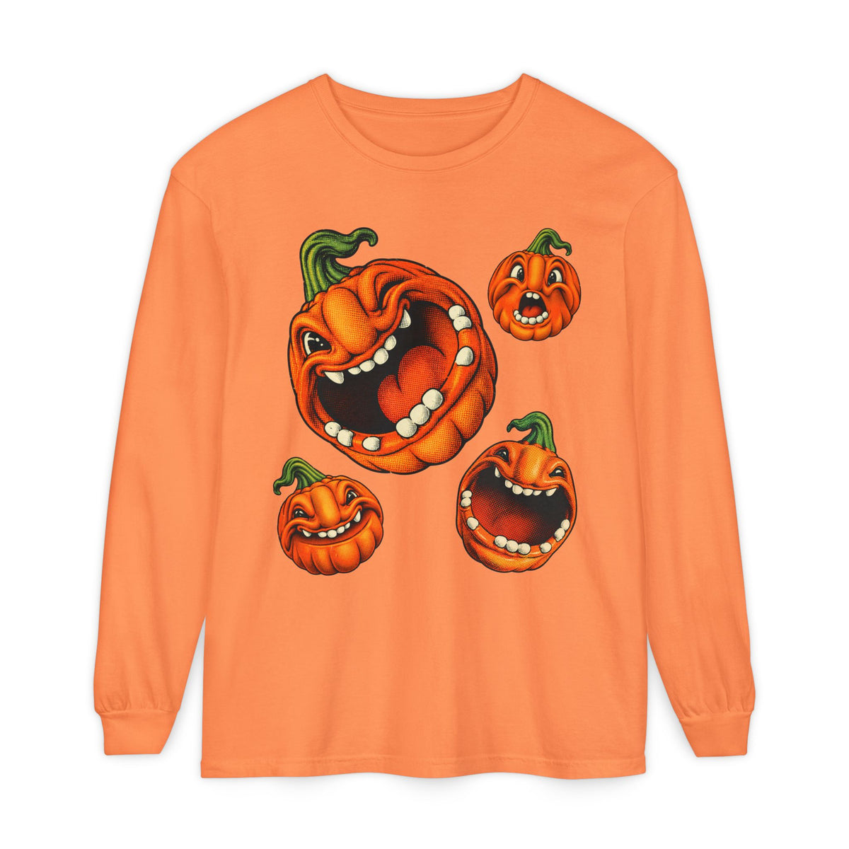 Crowd of Pumpkin Faces Long Sleeve T-Shirt