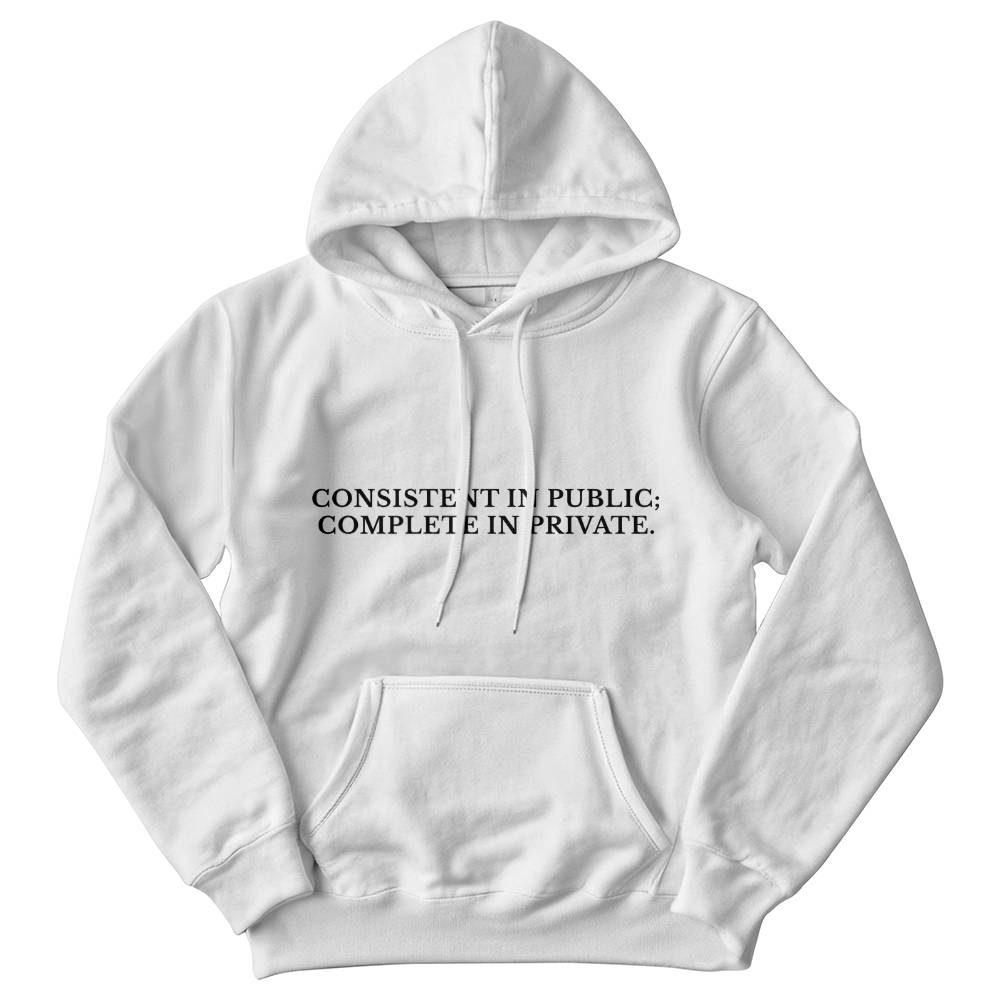 Consistent in Public; Complete in Private Hoodie — Practical Outdoor Gear with a Hidden Edge