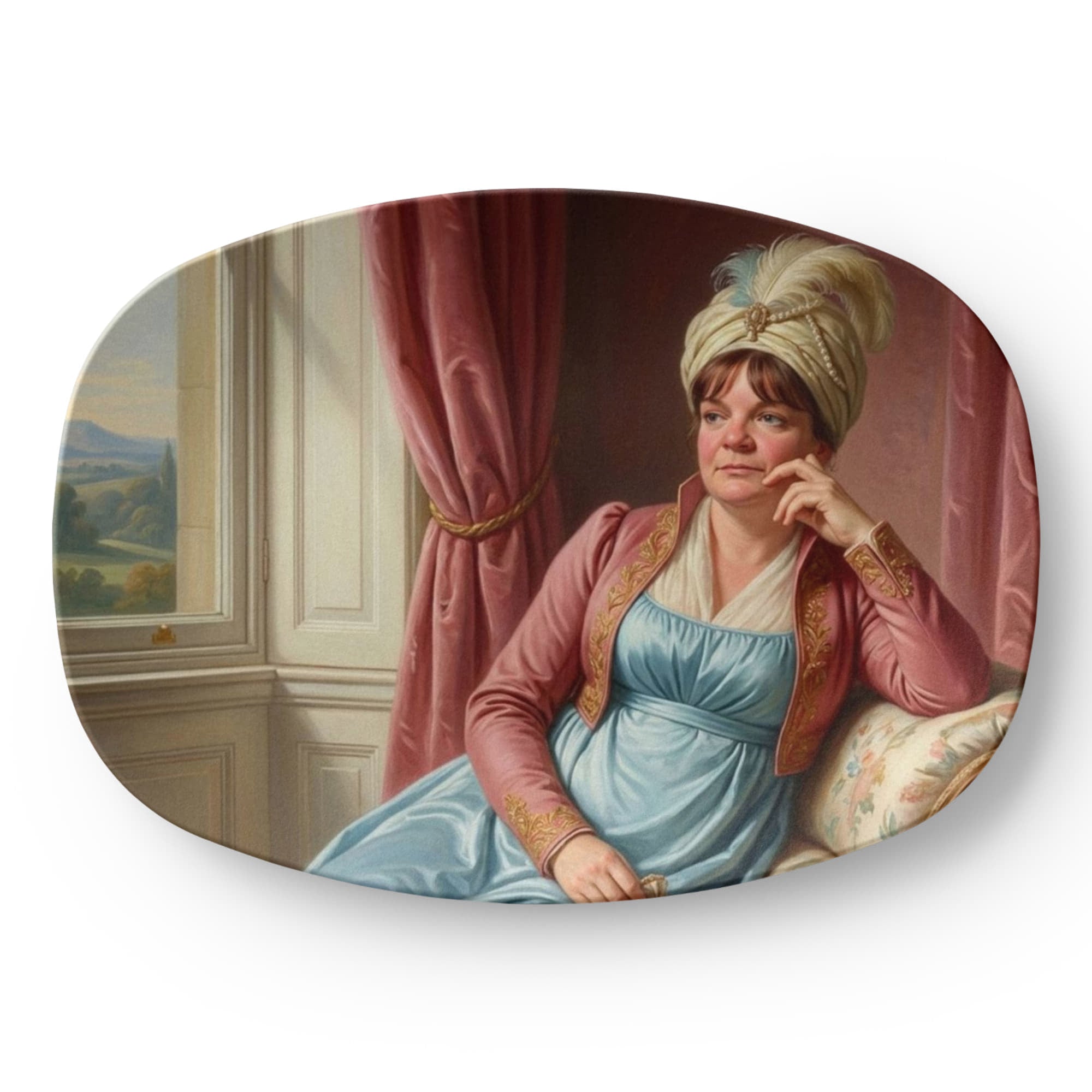 Regency Era Portrait in Lady's Attire - Personalized 10" x 14" Portrait Platter – Unique Gift