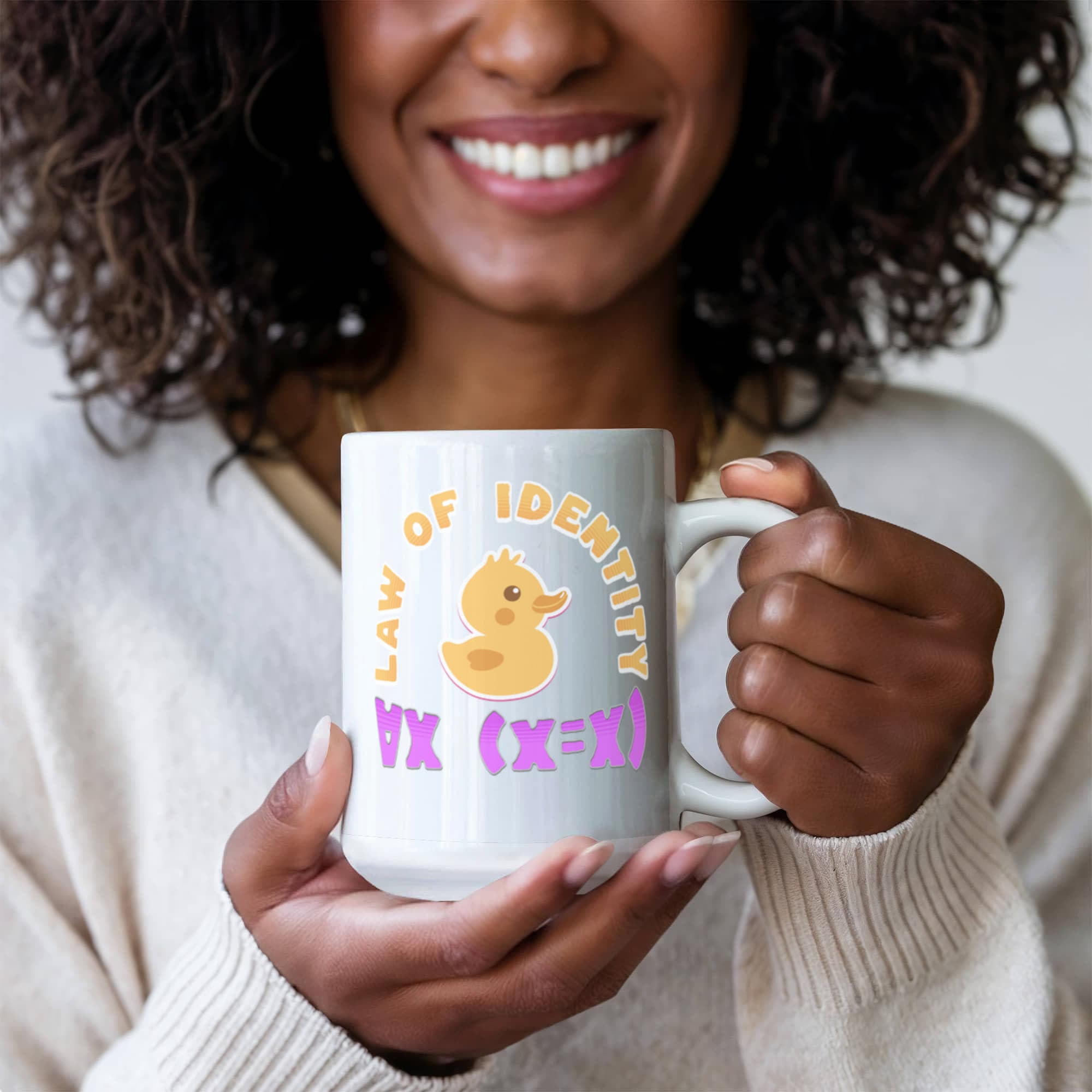 Law of Identity Duckie on a mug