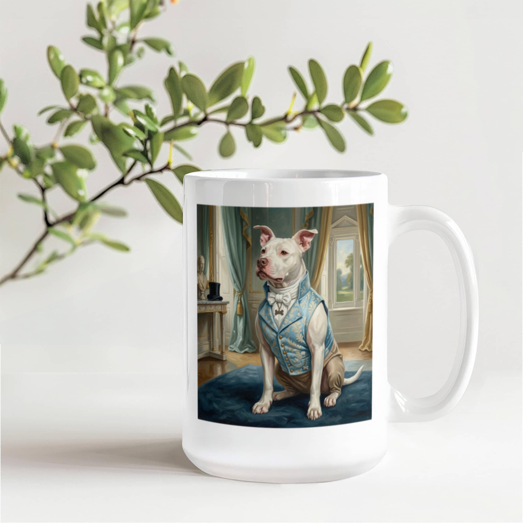 Regency Era Pet Portrait in Gentlemen's Attire - White Ceramic Mug