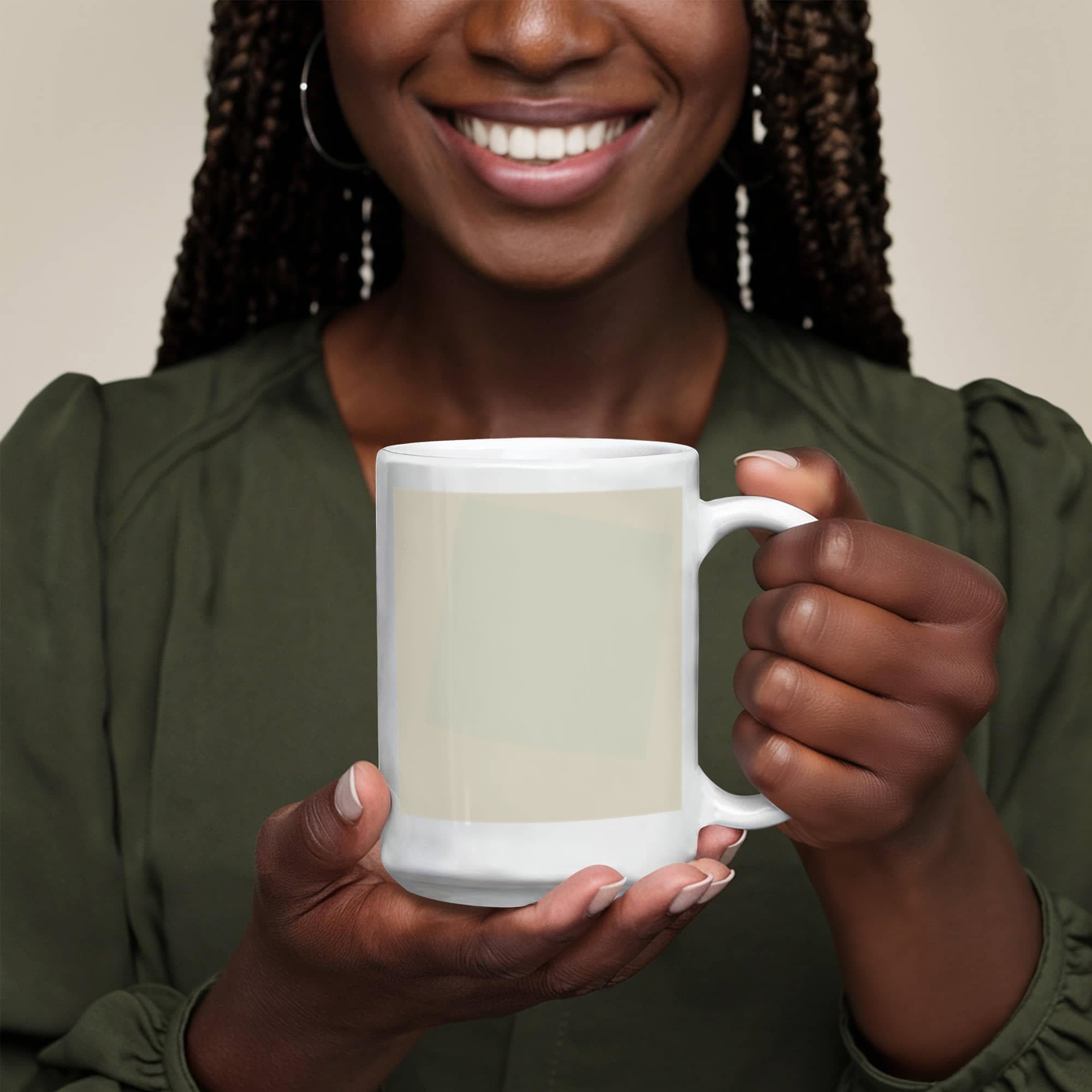 Suprematist Composition: White on White (1918) on a white mug