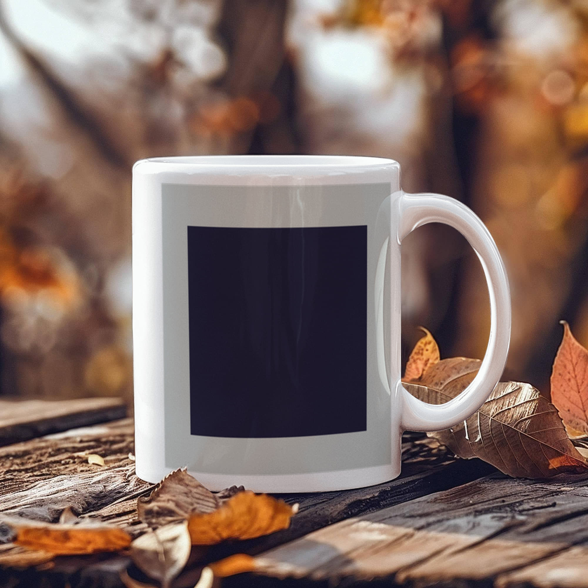 Black Suprematic Square (1915) on a white mug