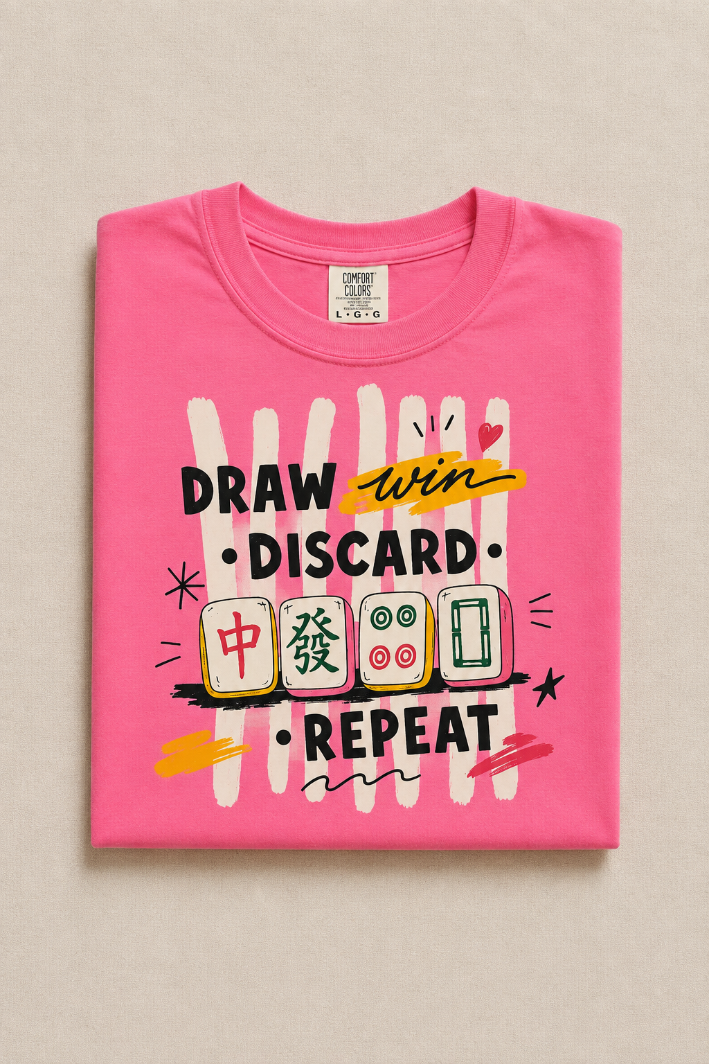Draw • Discard • Repeat Mahjong Tee — Garment-Dyed Unisex T-Shirt