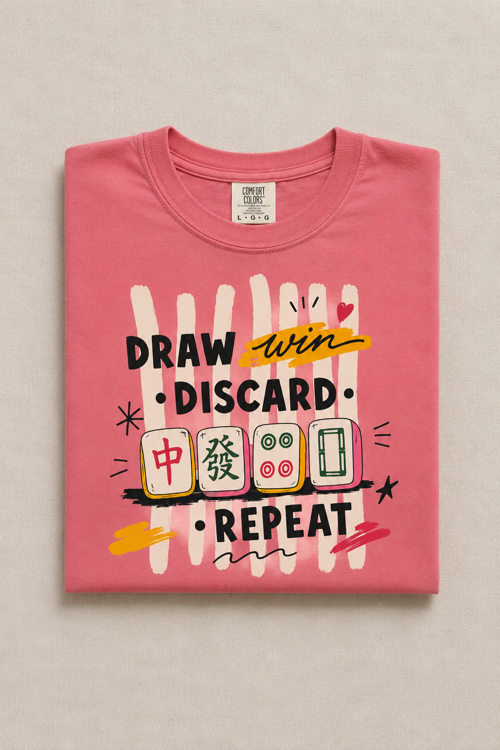 Draw • Discard • Repeat Mahjong Tee — Garment-Dyed Unisex T-Shirt
